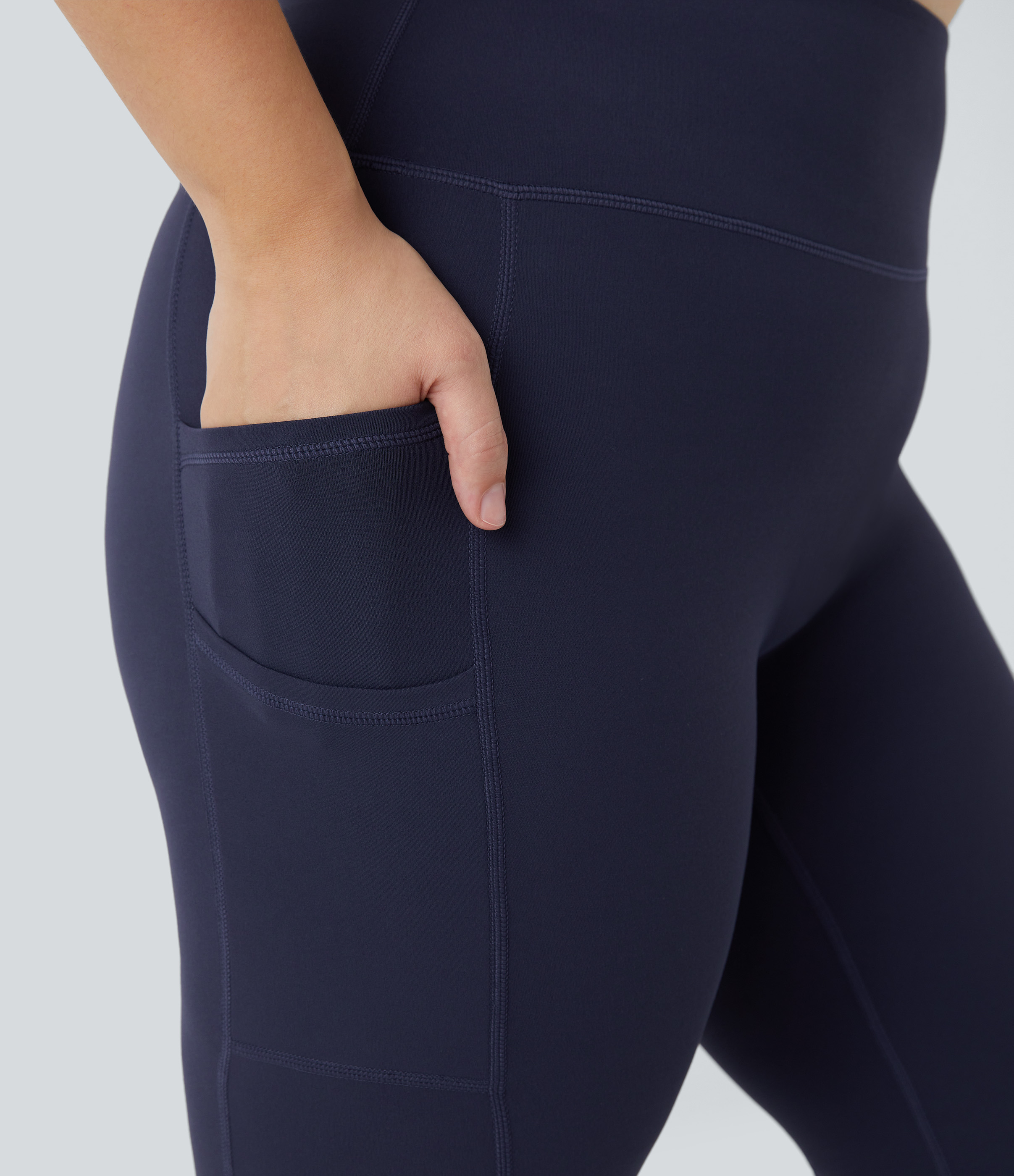 Halara Cloudfulв„ў Fabric High Waisted Double Pockets Plus Size Plain Yoga 7/8 Leggings  - Peacoat - 2X 