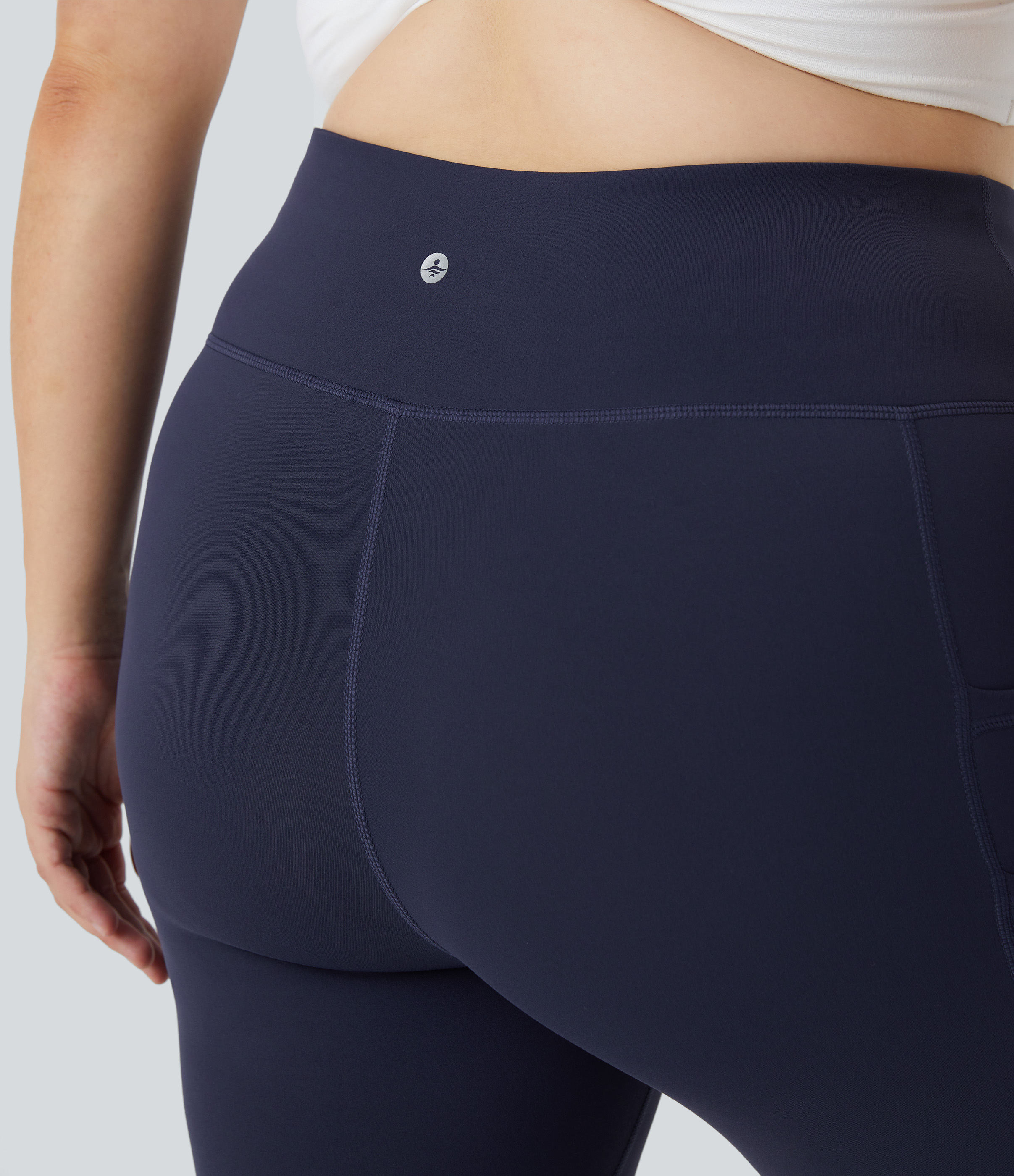 Halara Cloudfulв„ў Fabric High Waisted Double Pockets Plus Size Plain Yoga 7/8 Leggings  - Peacoat - 2X 