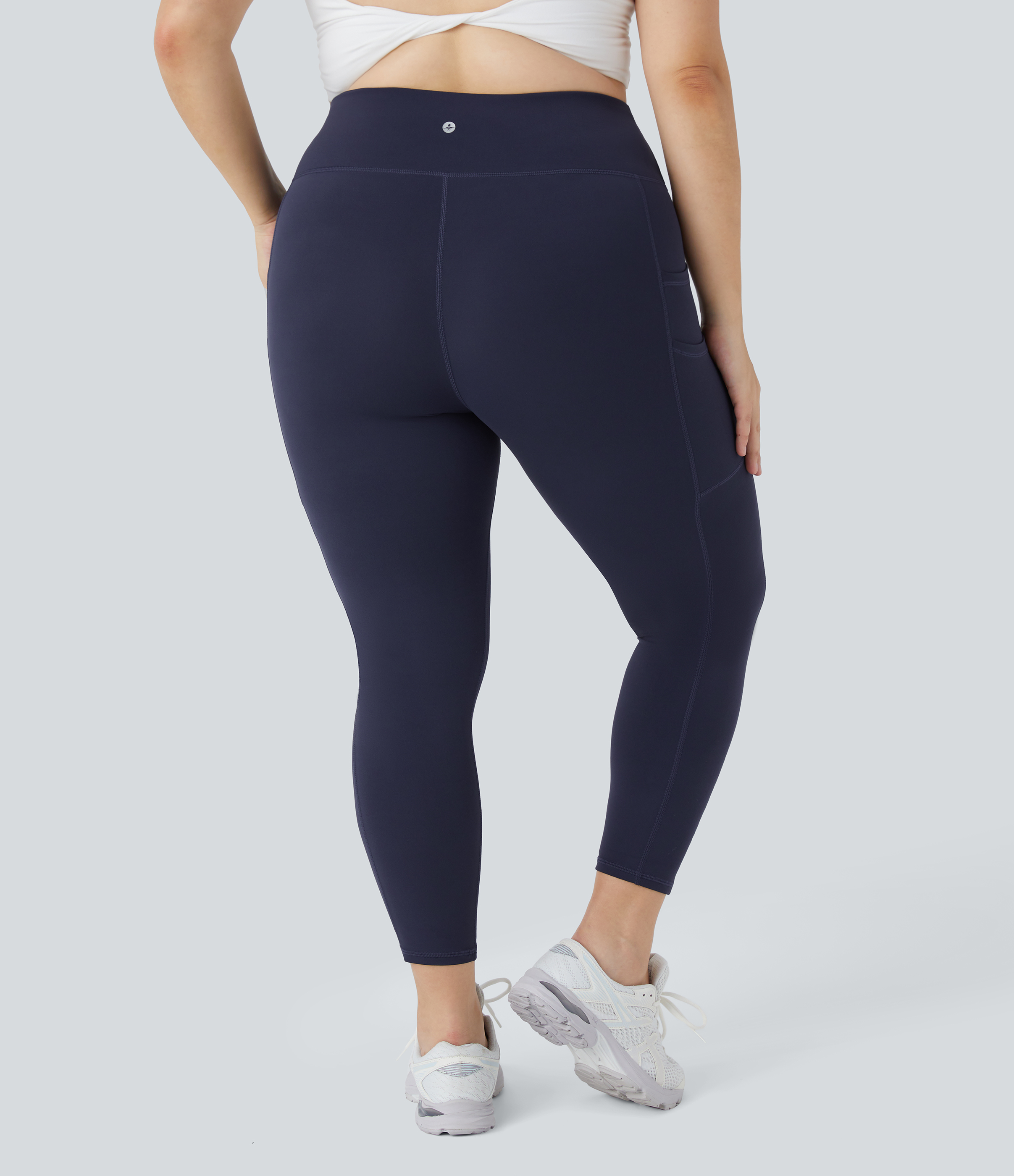 Halara Cloudfulв„ў Fabric High Waisted Double Pockets Plus Size Plain Yoga 7/8 Leggings  - Peacoat - 2X 