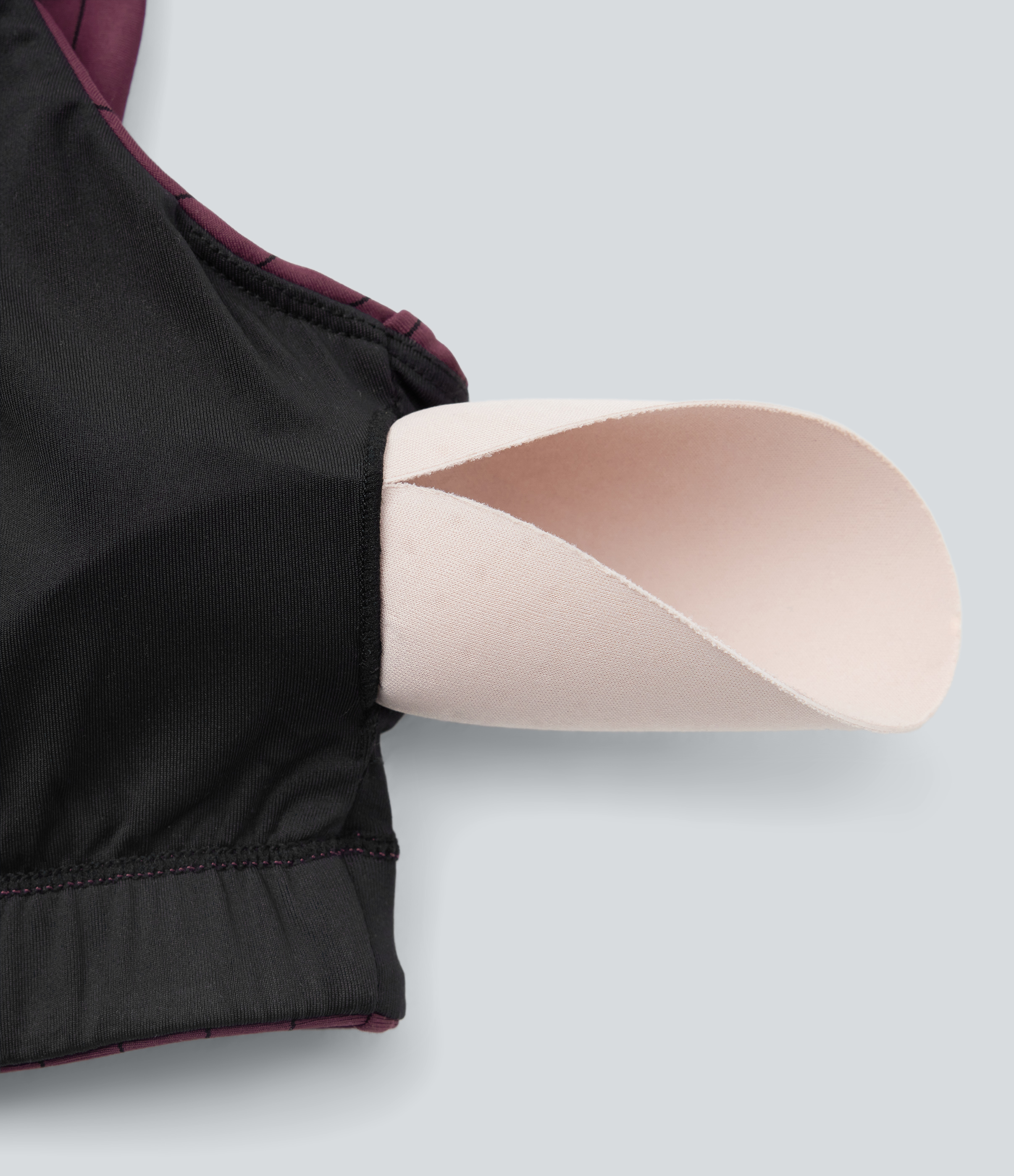 Halara Low Support U Neck Backless Stripe Cool Touch Yoga Sports Bra  - Wine Red and Black Stripe - S push up bra strapless bra backless bra 