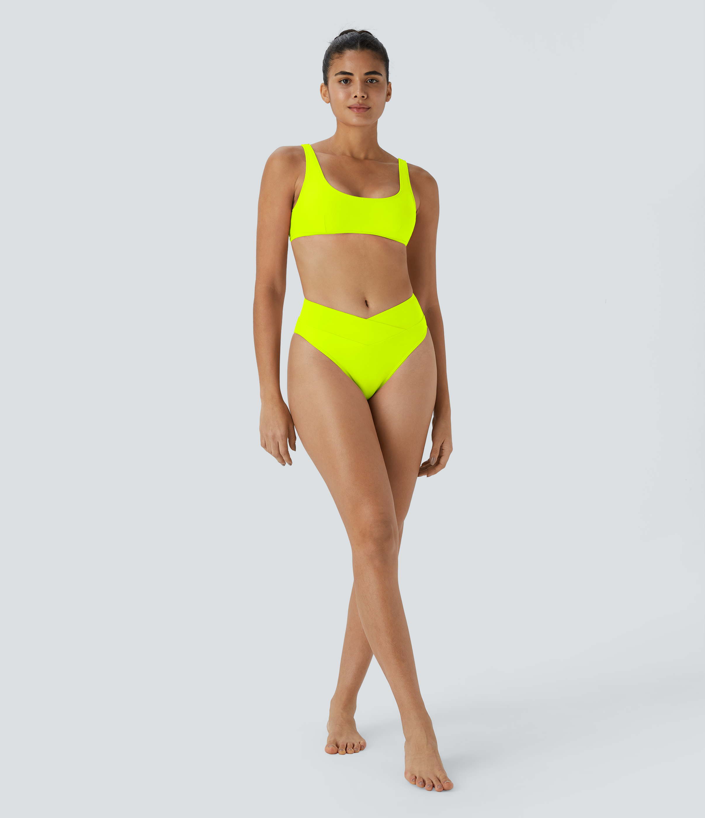 Halara Crossover Bikini Bottom Swimsuit  - Ice Lime Green - XS 