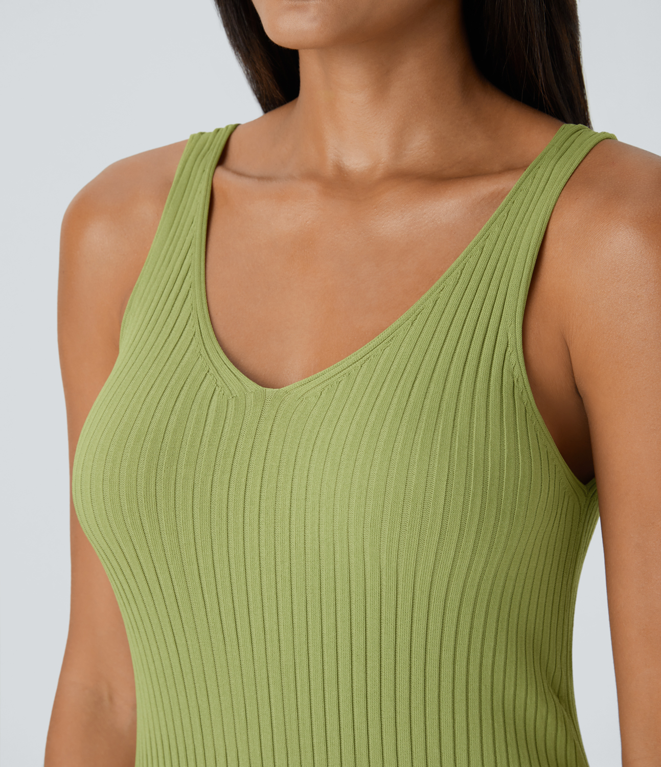 Halara Everyday Split Hem Midi Strap Chill Dress-Admire Casual Dress - Celery - L slip dress beach dress ruched dress halter dress 