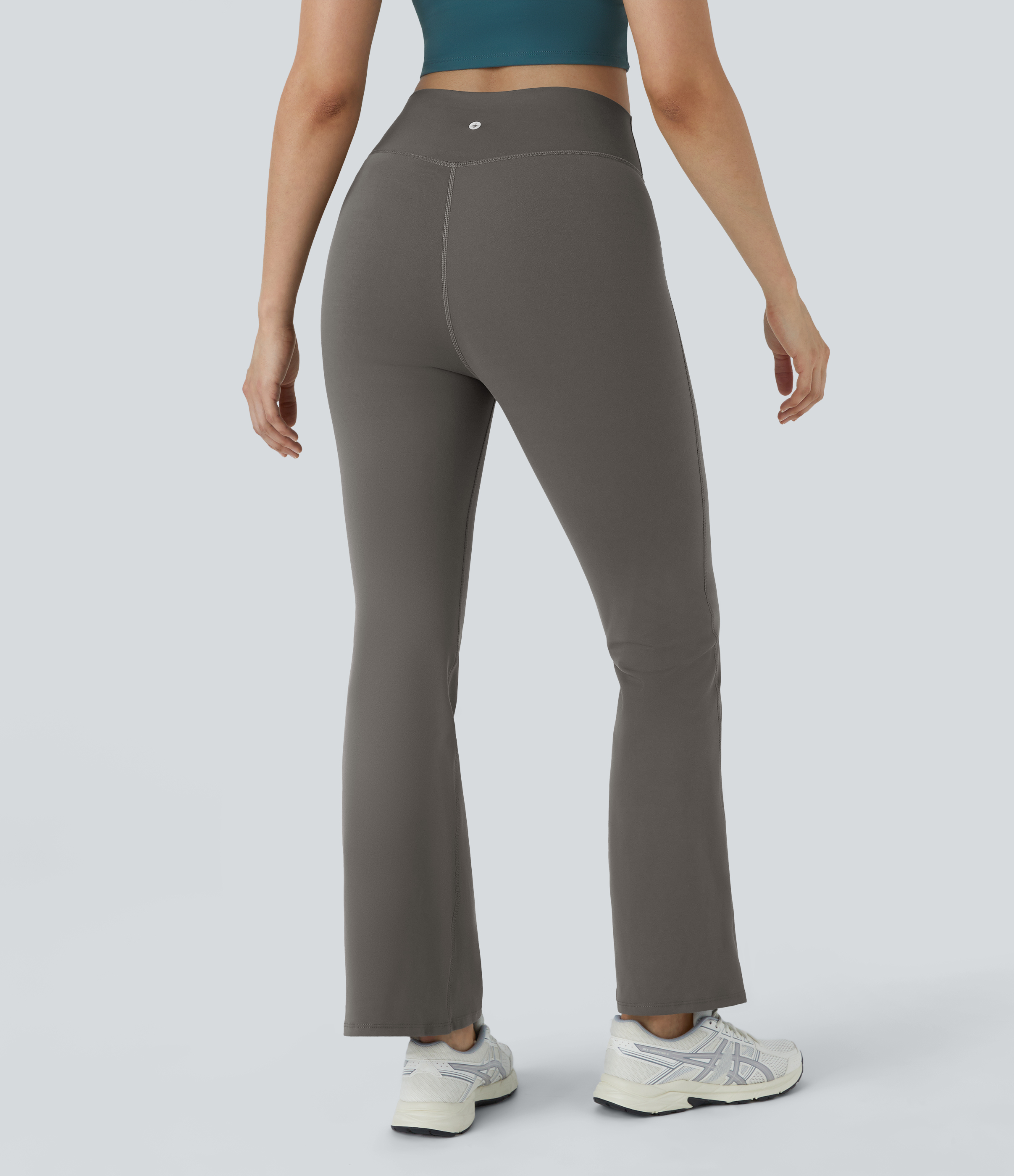 Halara High Waisted Crossover Flare Yoga Leggings  - Deep Red Grey - XS(regular) gym leggings leggings with pockets leggings with butt lift 