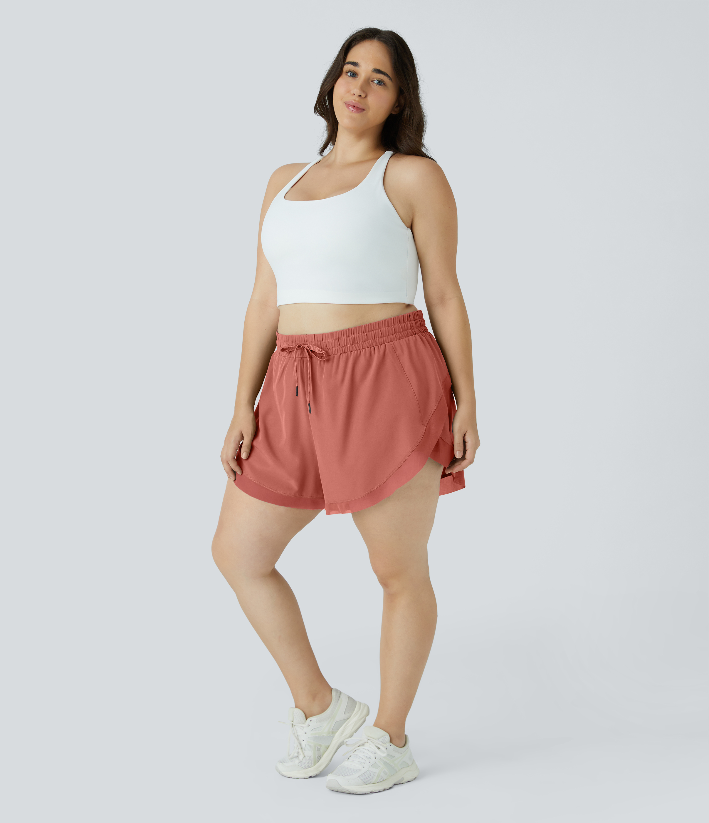 Halara Drawstring Contrast Mesh 2-in-1 Plus Size Shorts 4