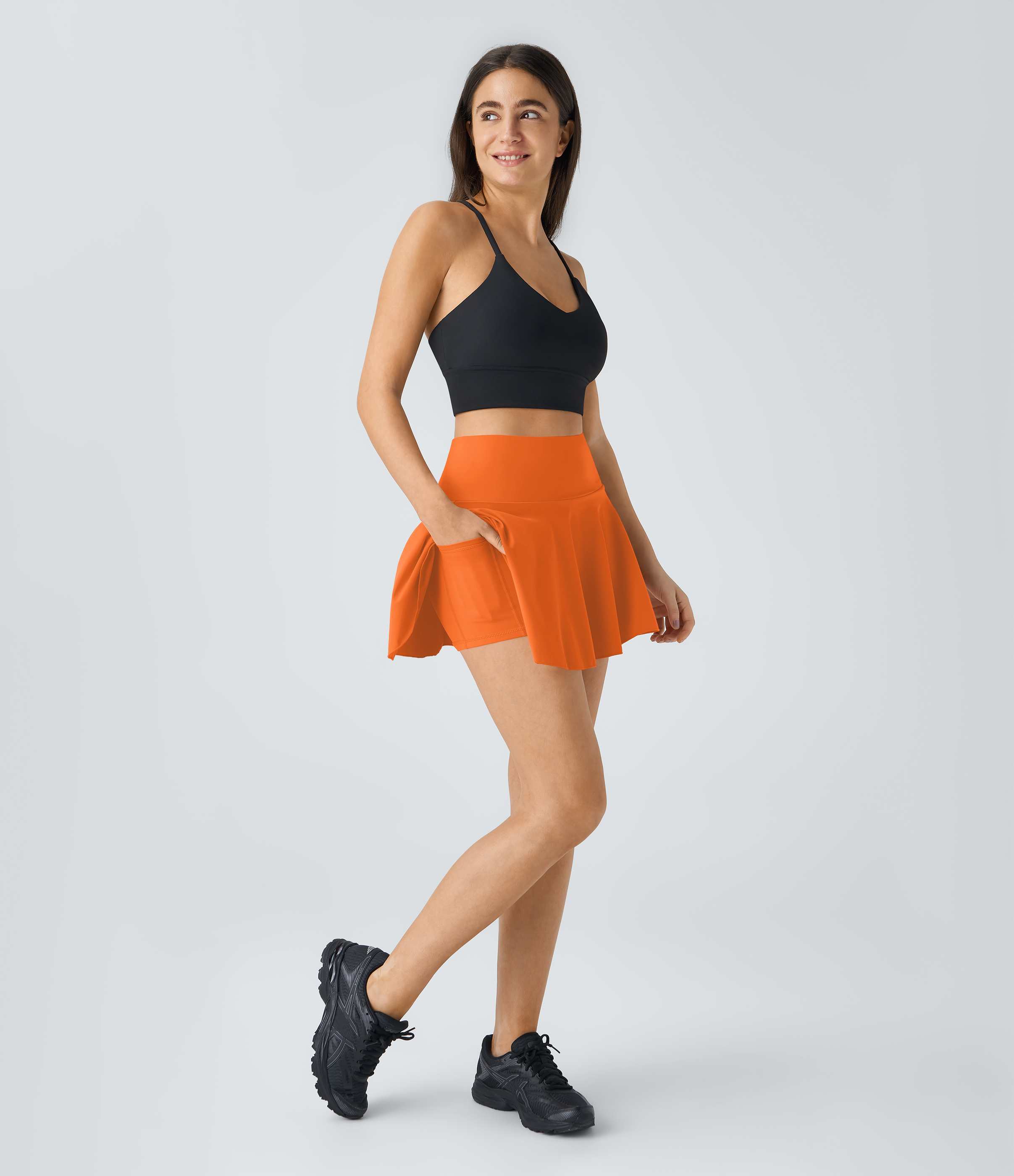Halara Everyday Cloudfulв„ў Air Fabric 2-in-1 Cool Touch Tennis Skirt-Marvelous  - Exotic Orange - M midi skirt a line skirt golfing skirt 