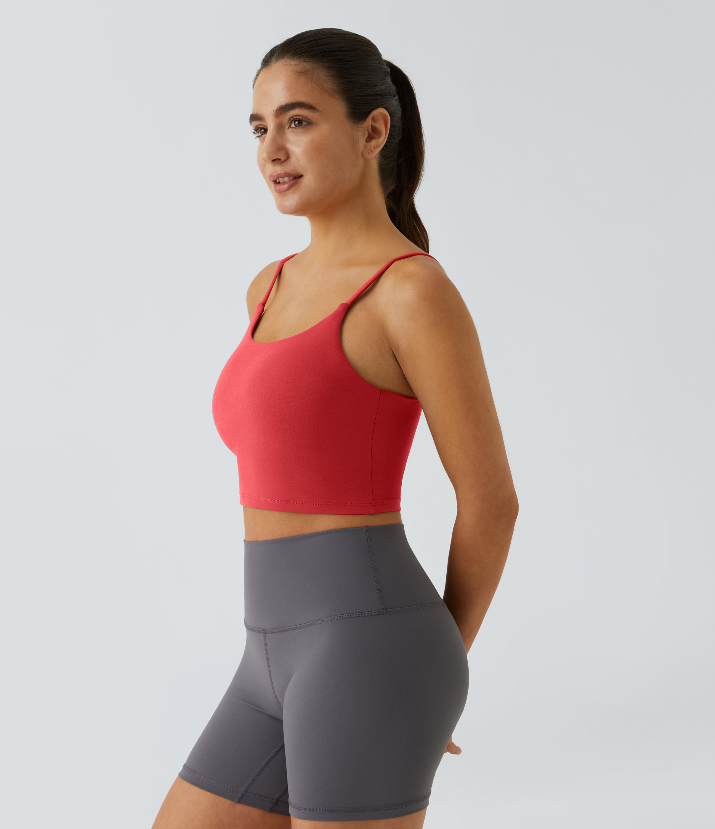 Halara Basic Padded Workout Cropped Tank Top Tank Top - Poinsettia - M golf tops halter top tunic tops sleeveless tops backless top 