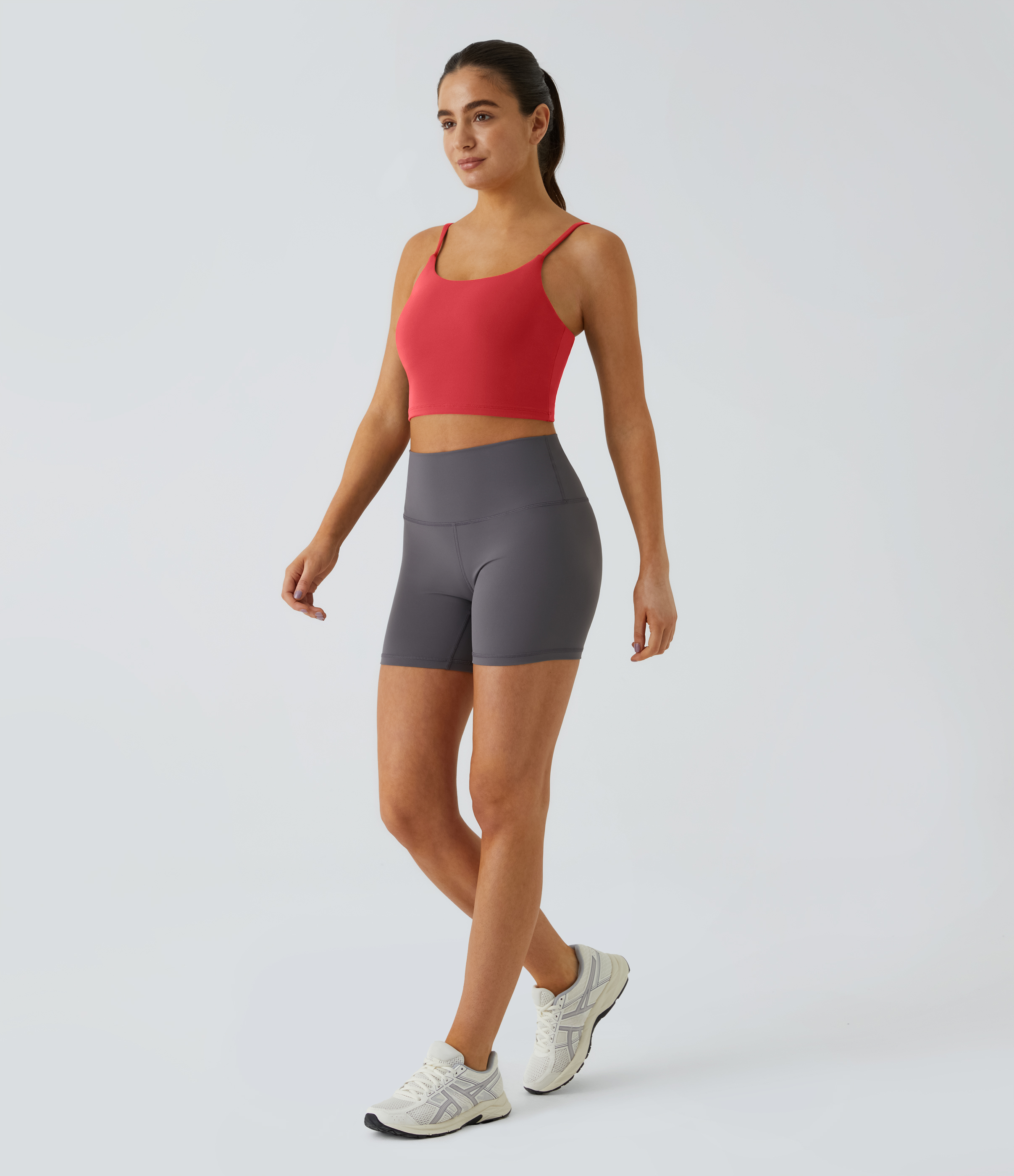 Halara Basic Padded Workout Cropped Tank Top Tank Top - Poinsettia - M golf tops halter top tunic tops sleeveless tops backless top 