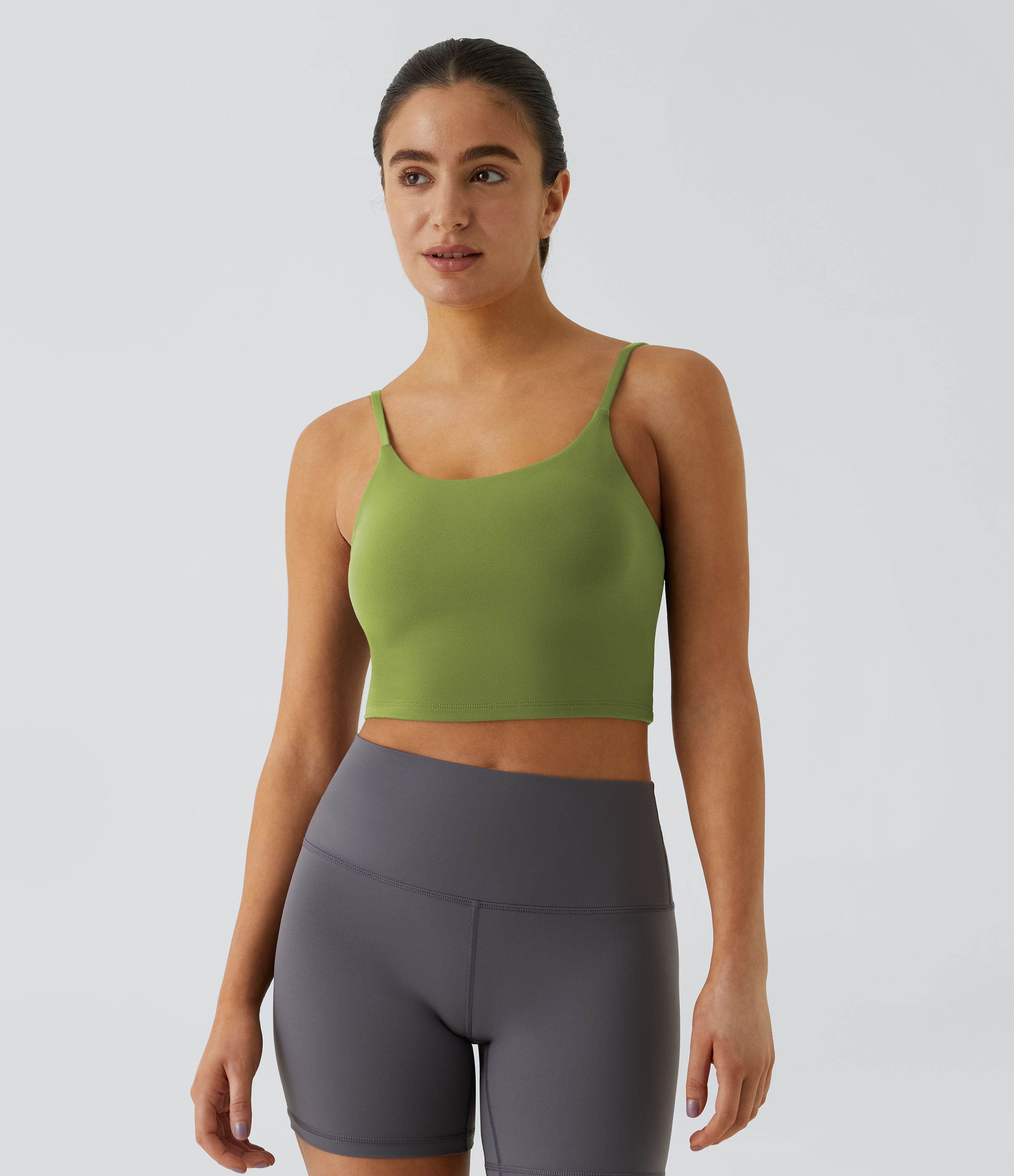 Halara Basic Padded Workout Cropped Tank Top Tank Top - Peridot - XS golf tops halter top tunic tops sleeveless tops backless top 