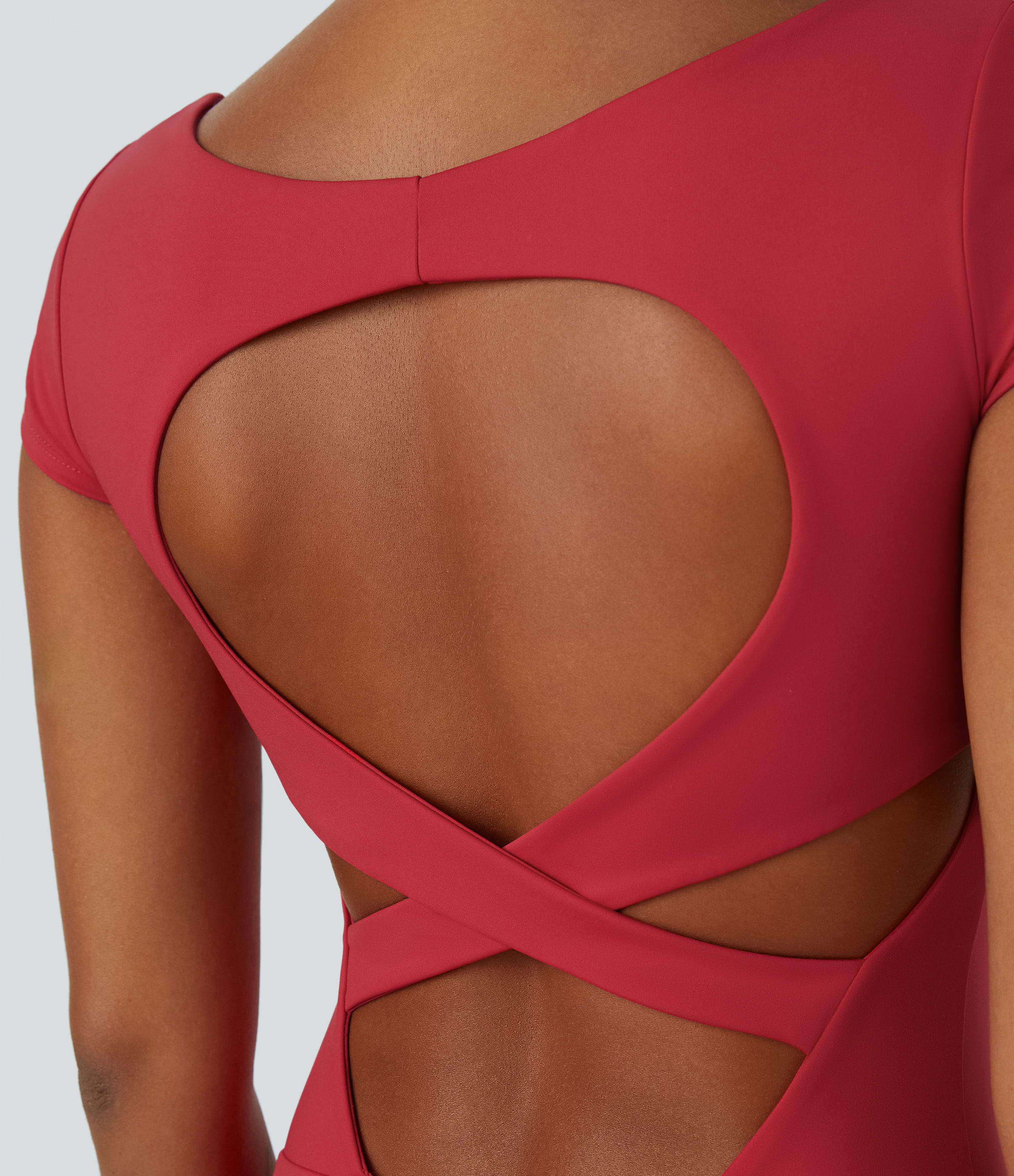 Halara Backless Crisscross 2-in-1 Side Pocket Mini Pickleball Active Dress Workout Dress - Salsa - XS 