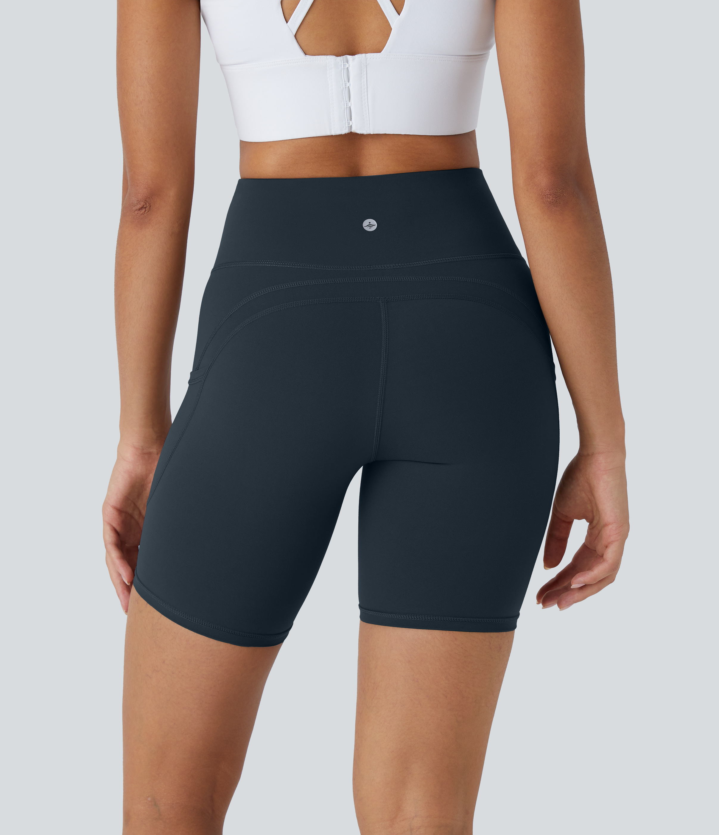 Halara UltraSculpt High Waisted Side Pocket Running Biker Shorts 7``  - Carbon - XS biker shorts women black biker shorts womens biker shorts 