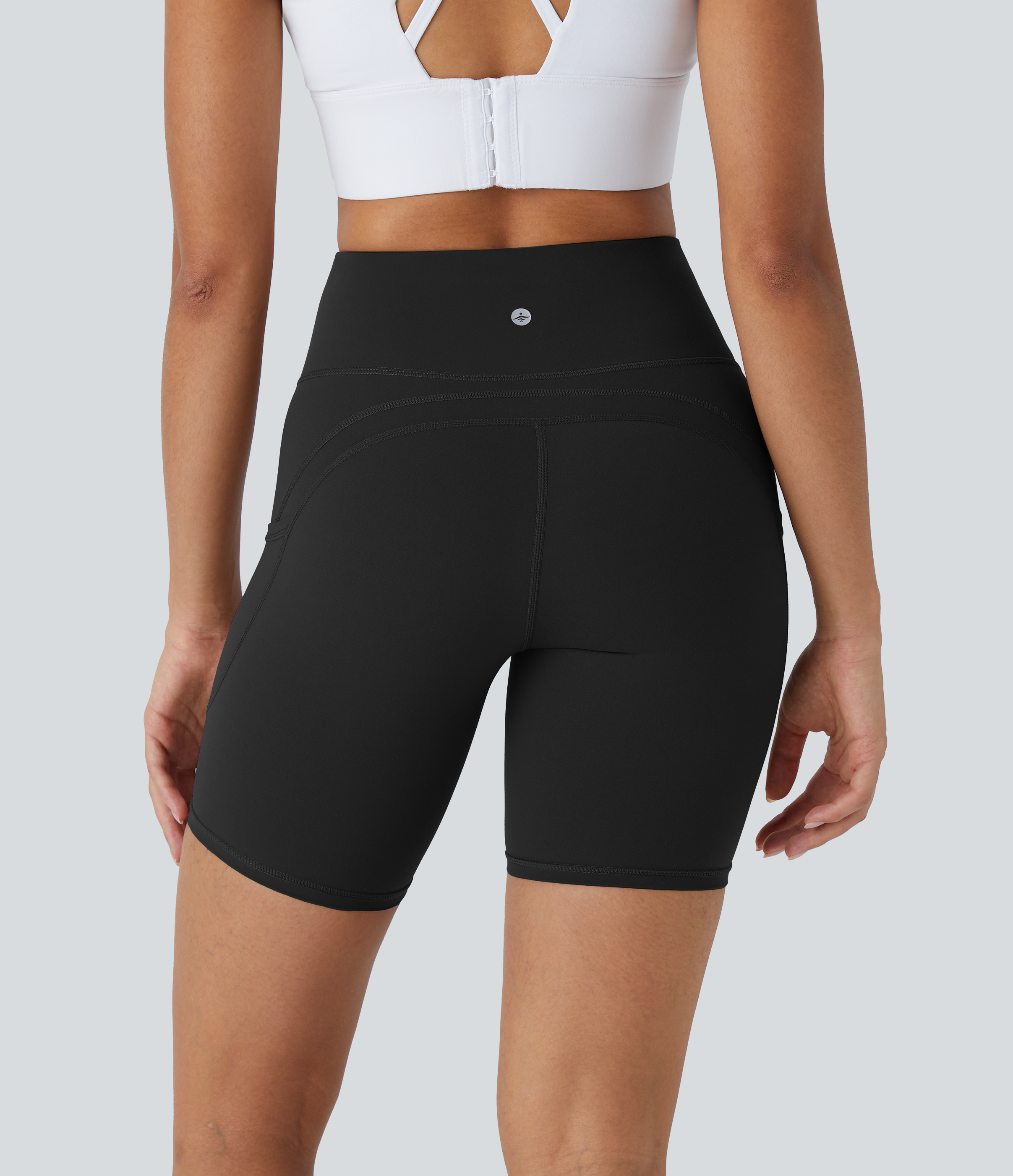 Halara UltraSculptв„ў High Waisted Side Pocket Running Biker Shorts 7``  - Black - M biker shorts women black biker shorts womens biker shorts 