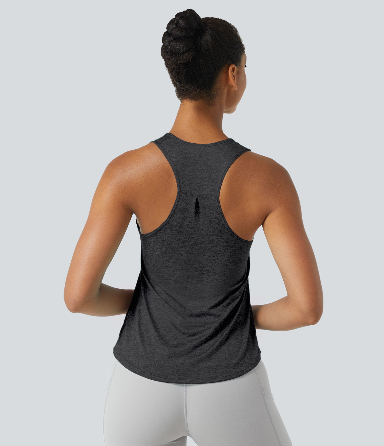 Halara Basic U Neck Racerback Workout Tank Top Tank Top - Lead Grey - S golf tops halter top tunic tops sleeveless tops backless top 
