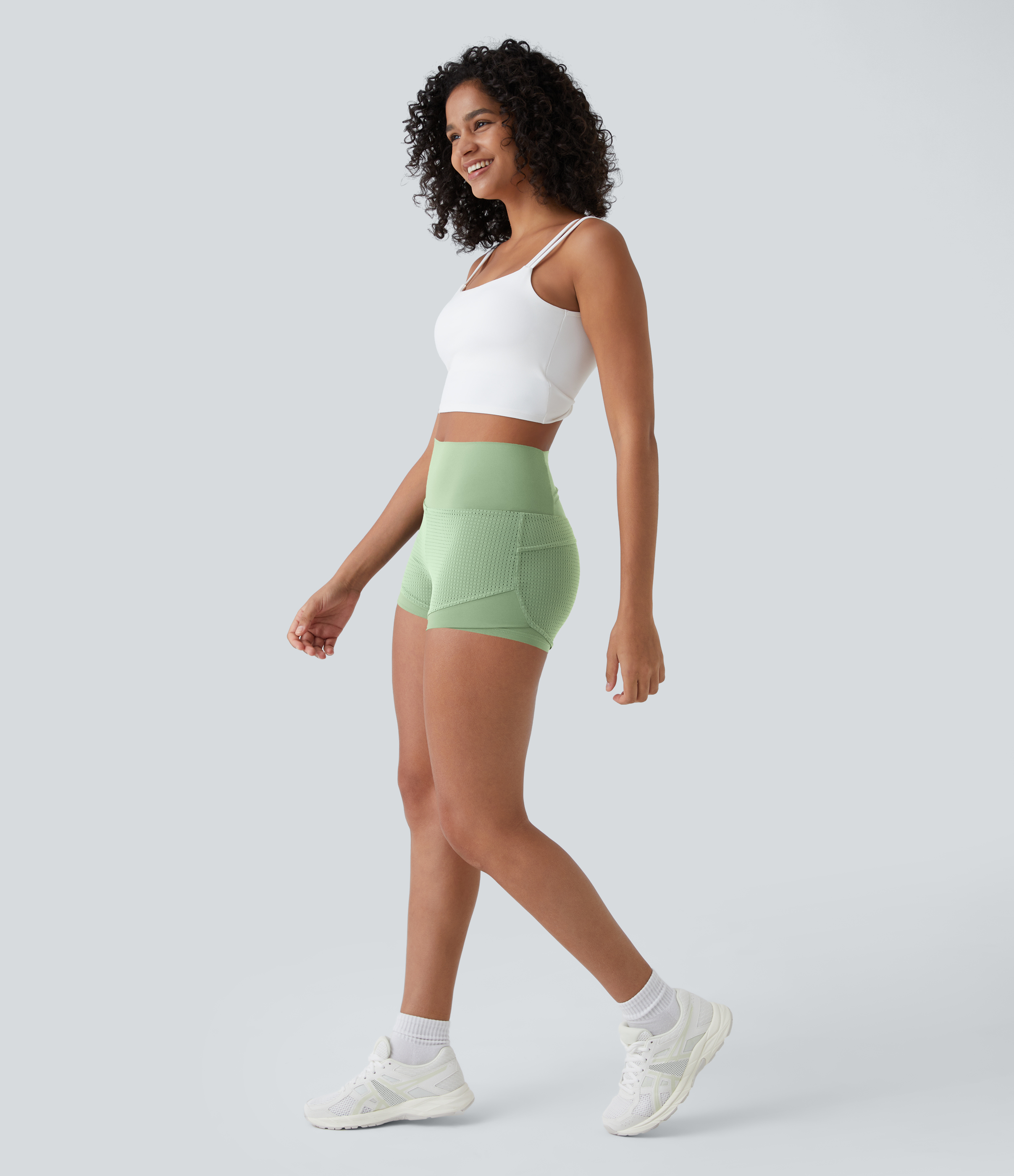 Halara High Waisted Mesh Back Waistband Pocket 2-in-1 Casual Shorts 2