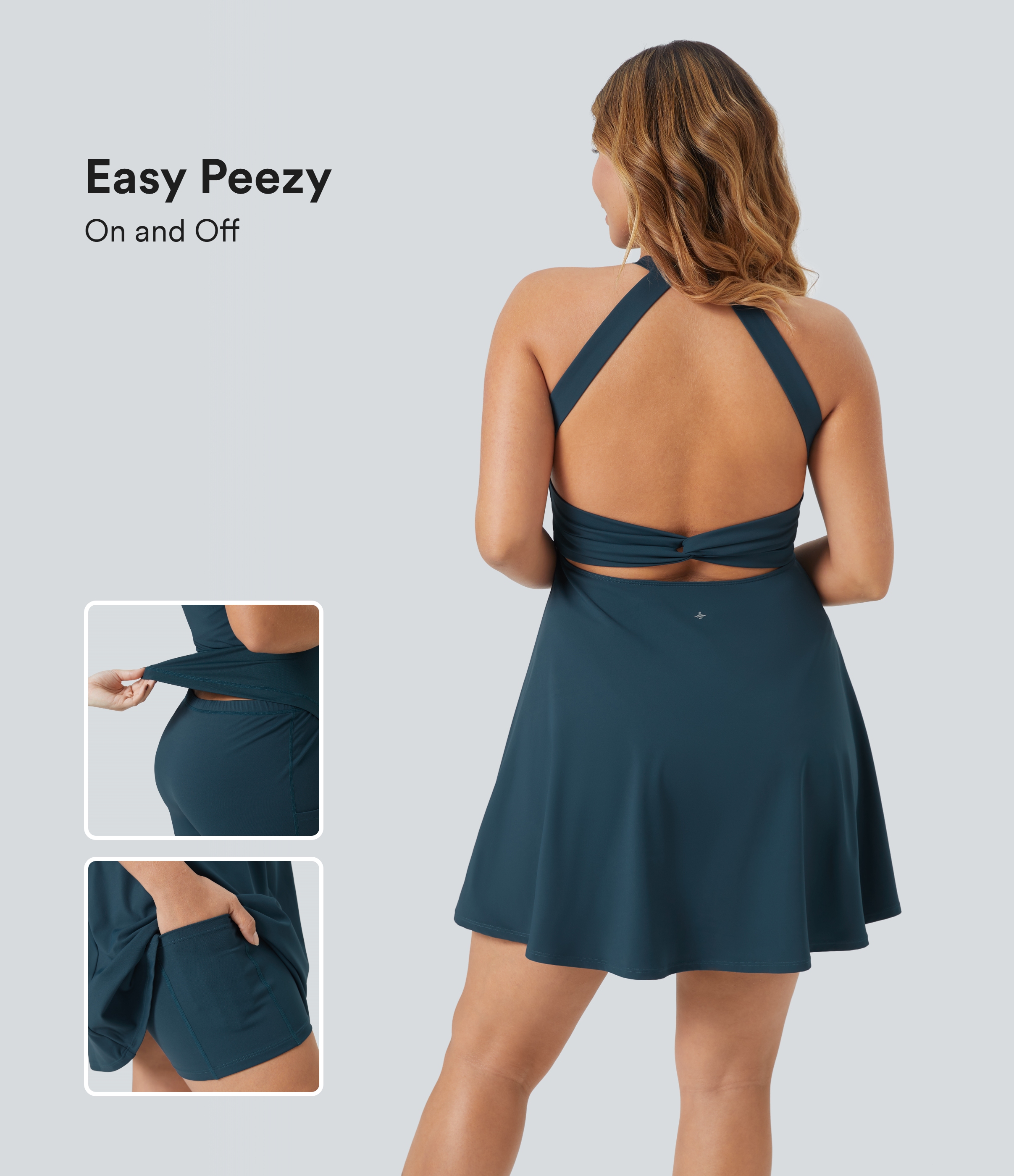 Backless Twisted Flare Dance Plus Size Active Dress-Longer Length-Easy Peezy Edition