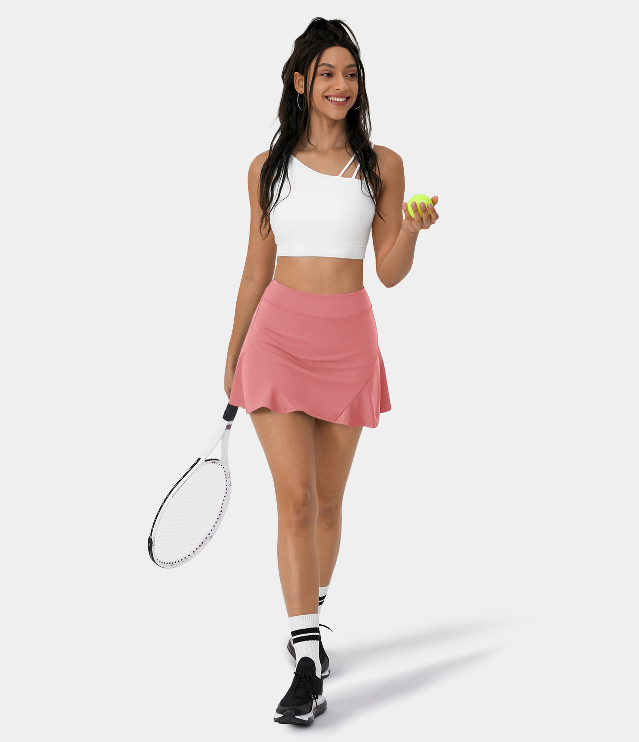 Halara Solid Hidden Side Pocket 2-in-1 Tennis Skirt  - Candy Pink - XL midi skirt a line skirt golfing skirt pleated tennis skirt cute skirts 