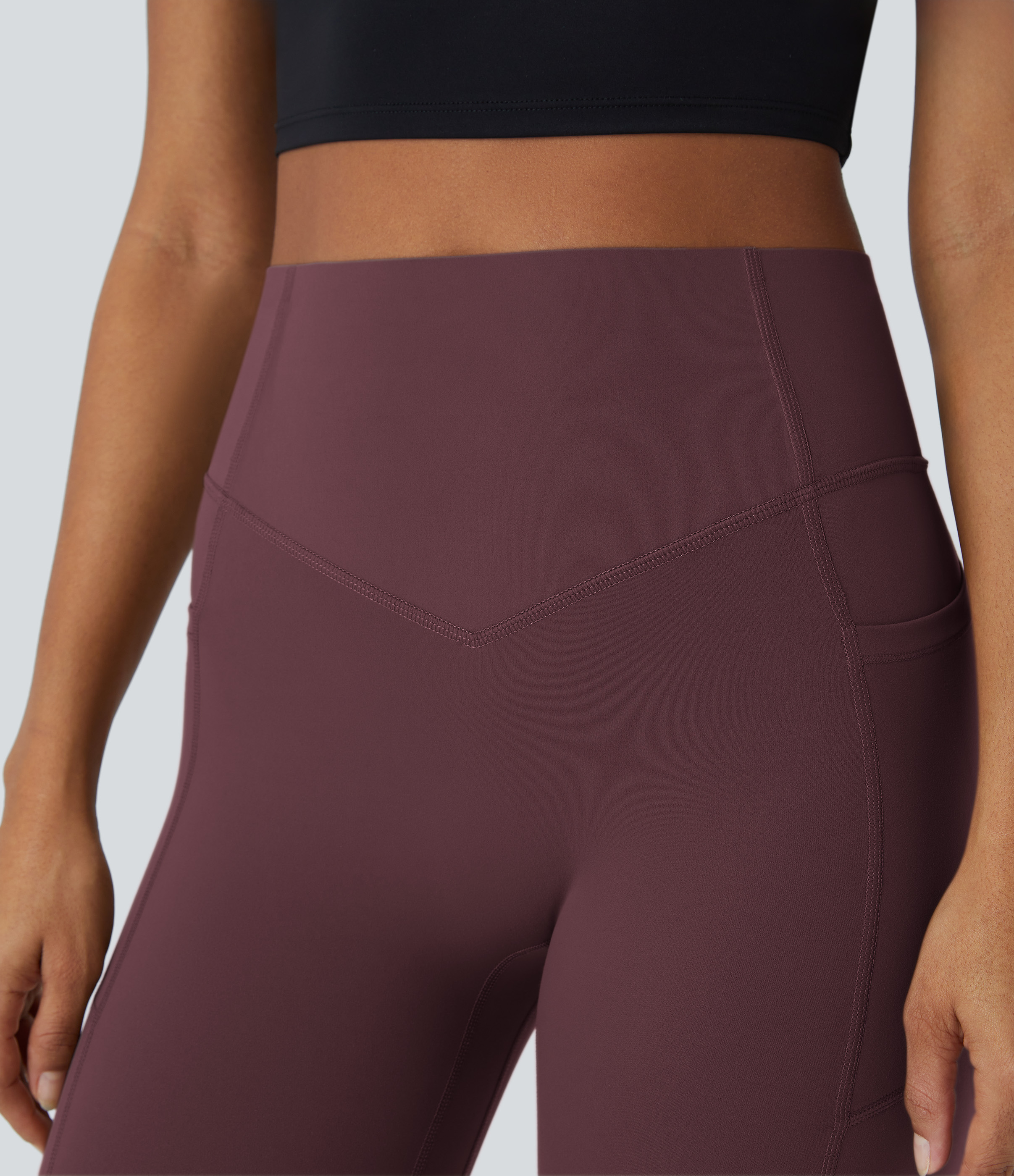 Halara SoCinched High Waisted Butt Lifting Tummy Control Side Pocket Shaping Training UltraSculpt Leggings  - Evening Red - XS(full_length) 