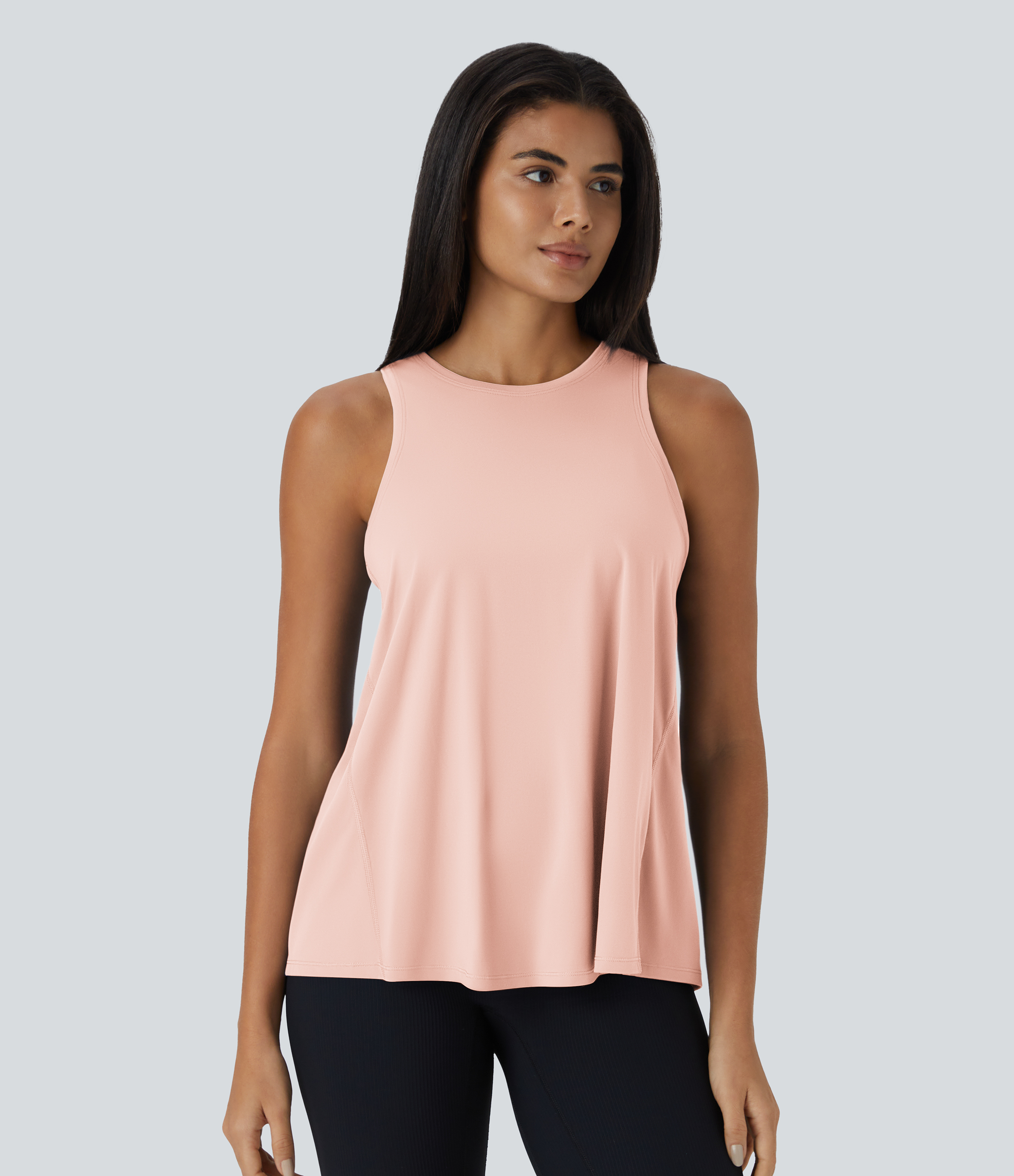 Halara Split Tie Back Tank Top-No Bra Tank Top - He Loves Me Not - Rose - L golf tops halter top tunic tops sleeveless tops backless top 