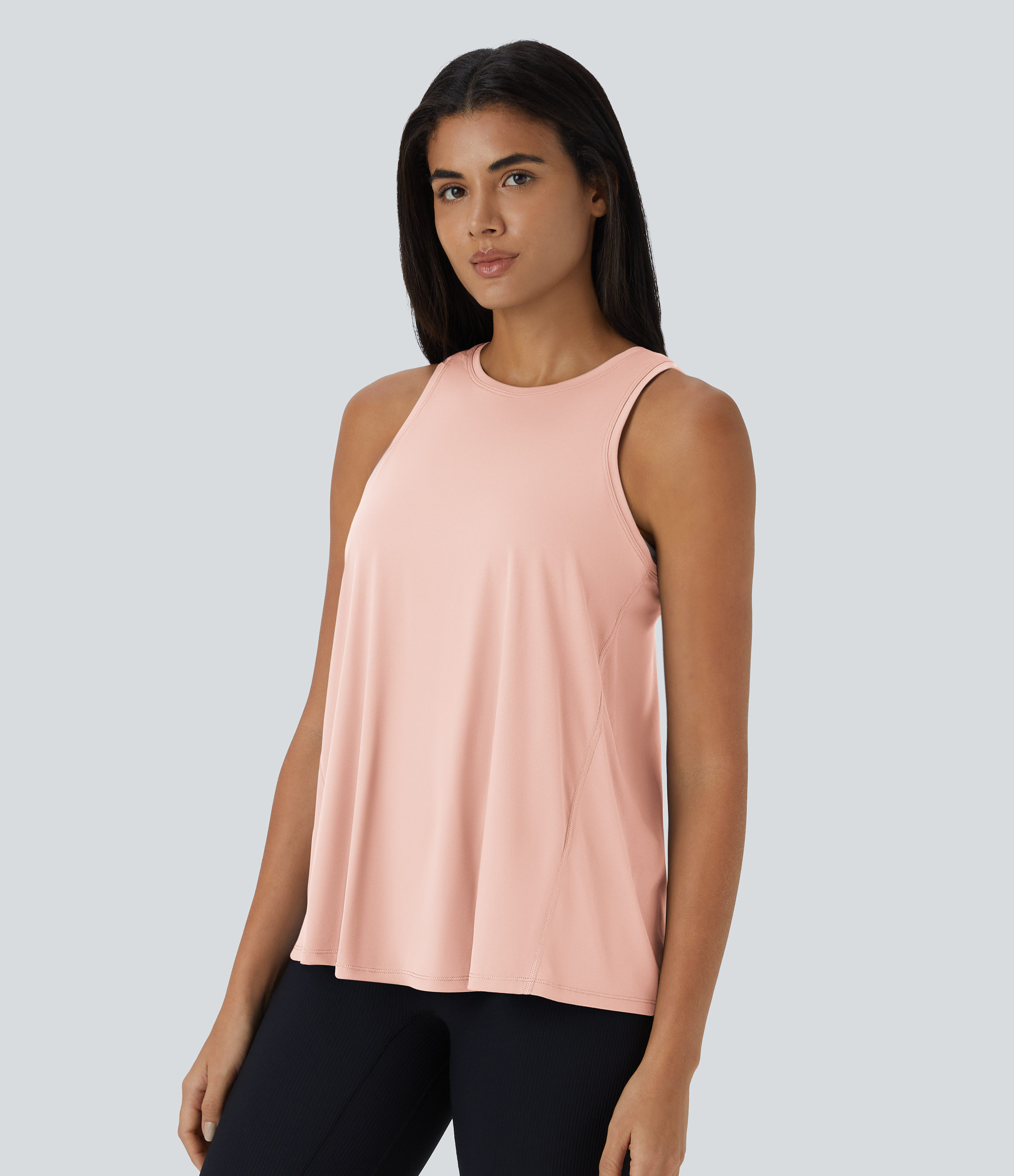 Halara Split Tie Back Tank Top-No Bra Tank Top - He Loves Me Not - Rose - L golf tops halter top tunic tops sleeveless tops backless top 