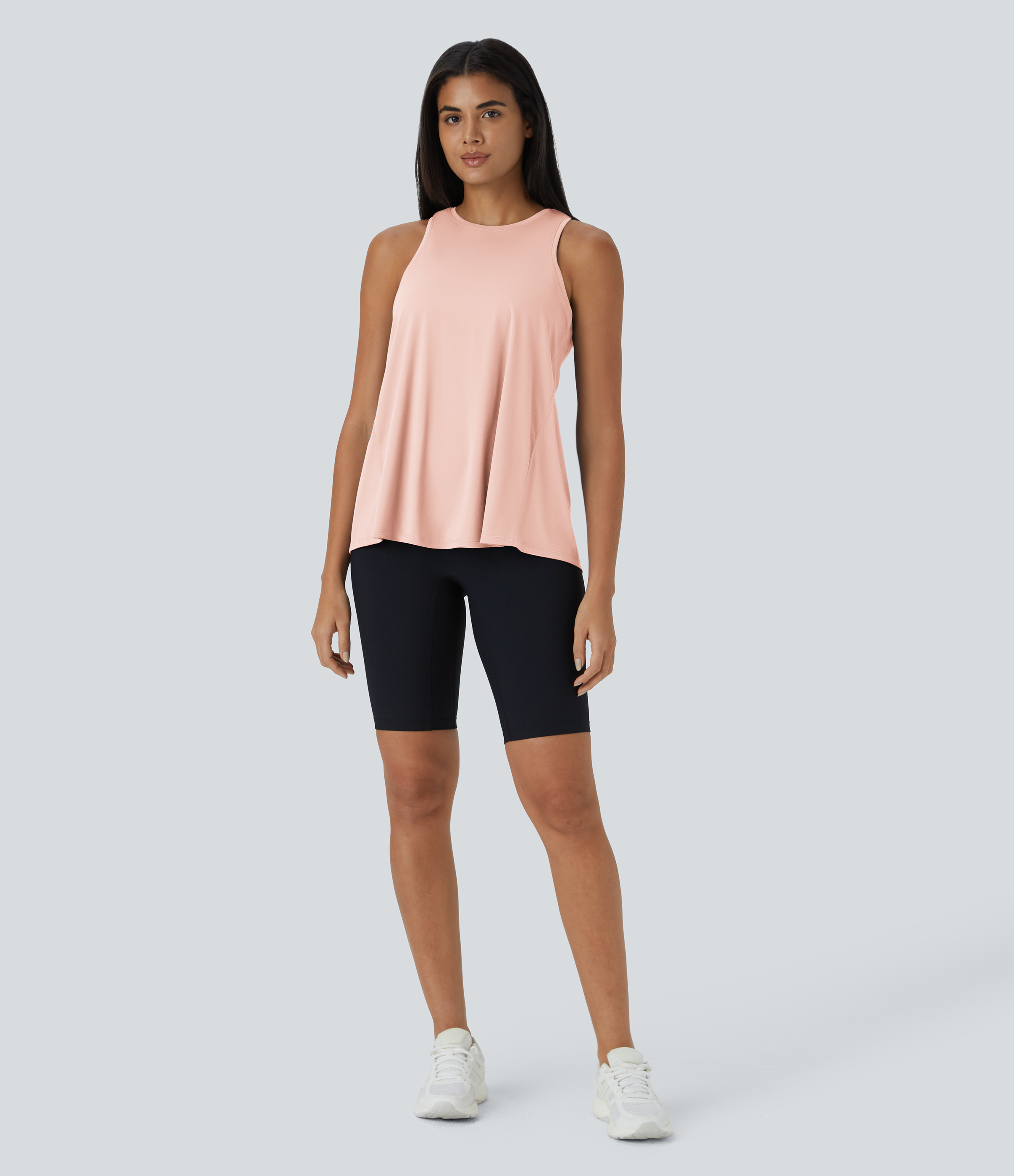 Halara Split Tie Back Tank Top-No Bra Tank Top - He Loves Me Not - Rose - L golf tops halter top tunic tops sleeveless tops backless top 