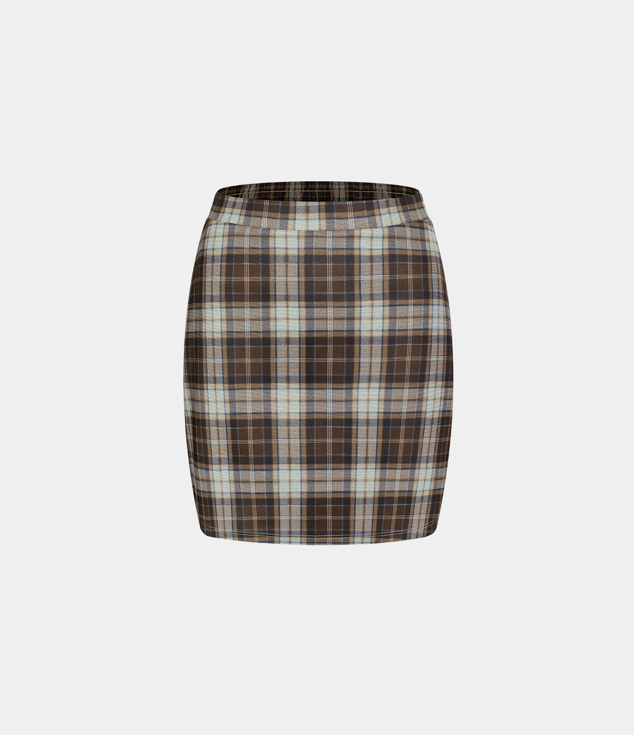 Halara High Waisted 2-in-1 Side Pocket Plaid A Line Mini Casual Skirt  - Brown Plaid - M 