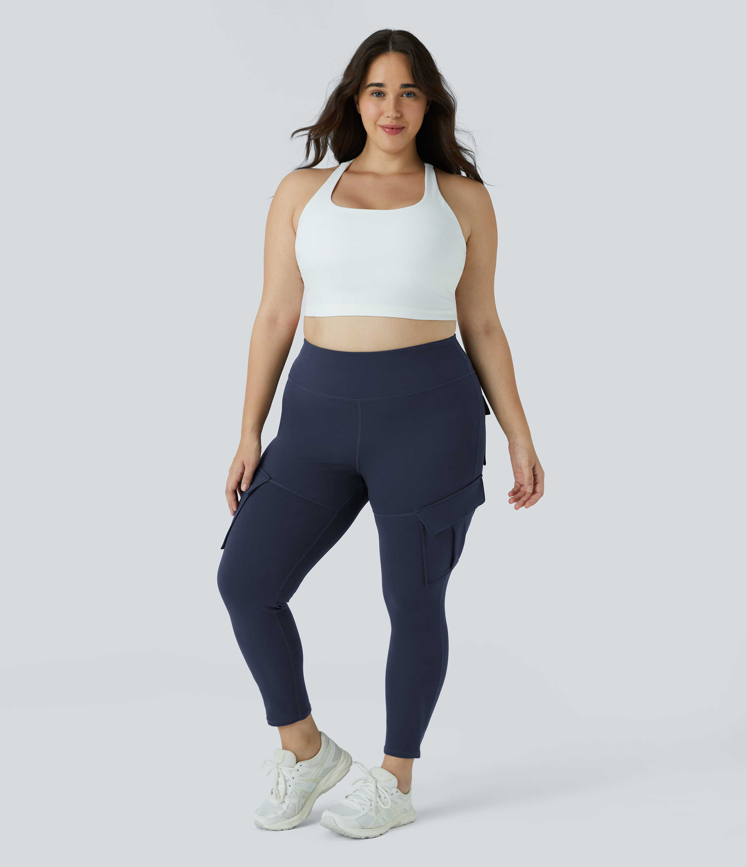 Halara High Waisted Cargo Pocket Skinny Yoga Plus Size 7/8 Leggings  - Midnight Blue - 1X 