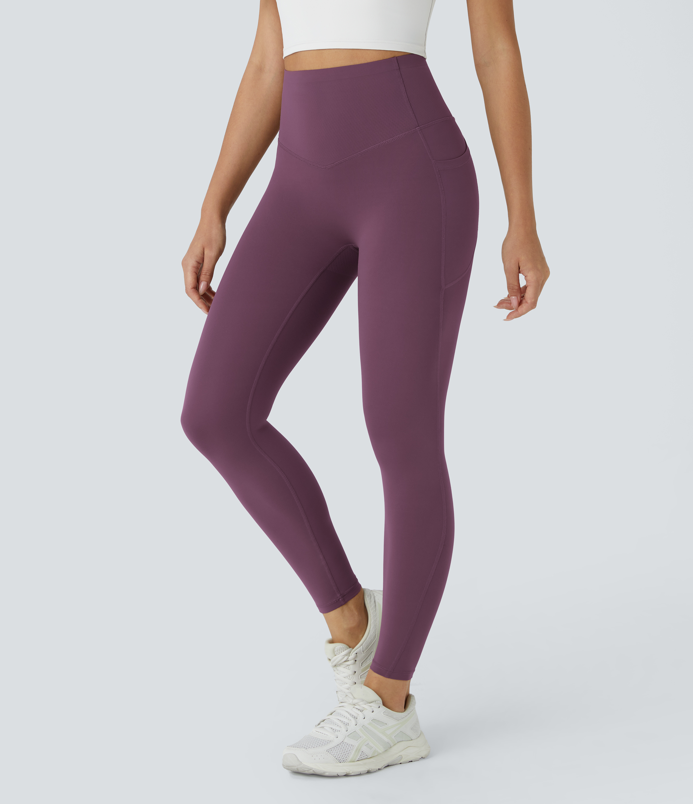 Halara SoCinched High Waisted Butt Lifting Tummy Control Side Pocket Shaping Workout UltraSculpt Leggings  - Night`s Purple - L(7/8) 