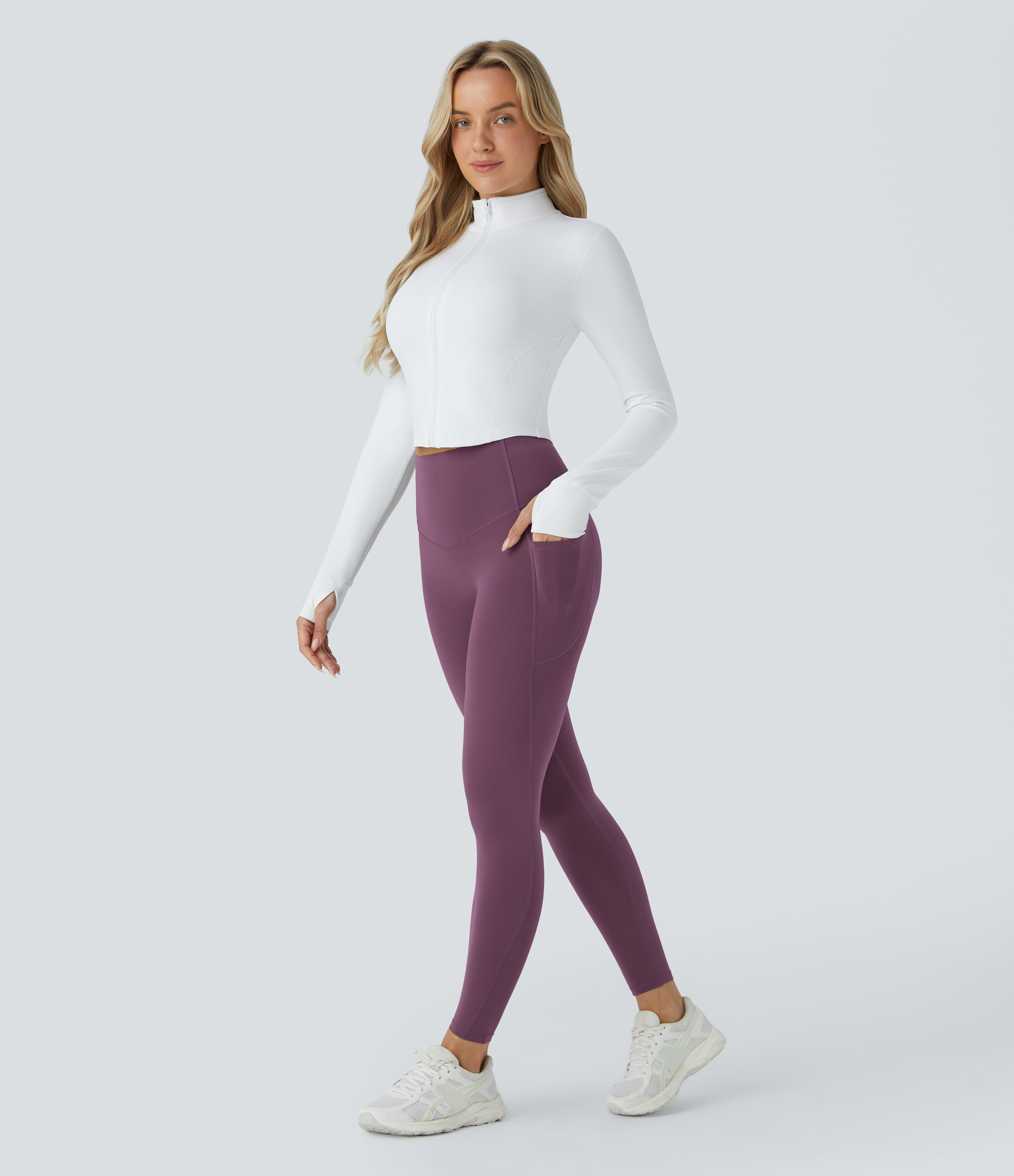 Halara SoCinched High Waisted Butt Lifting Tummy Control Side Pocket Shaping Workout UltraSculpt Leggings  - Night`s Purple - L(7/8) 