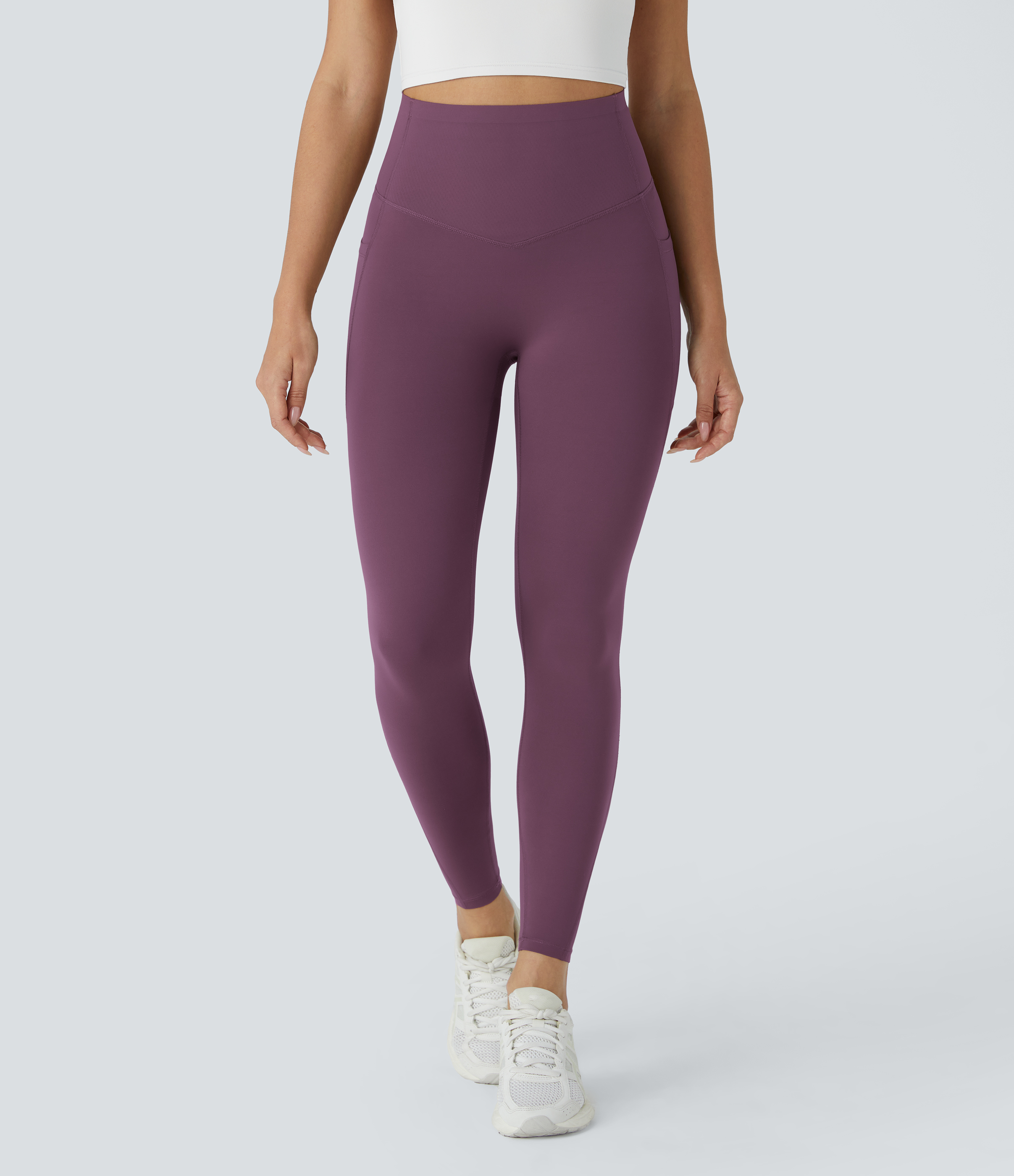 Halara SoCinched High Waisted Butt Lifting Tummy Control Side Pocket Shaping Workout UltraSculpt Leggings  - Night`s Purple - L(7/8) 