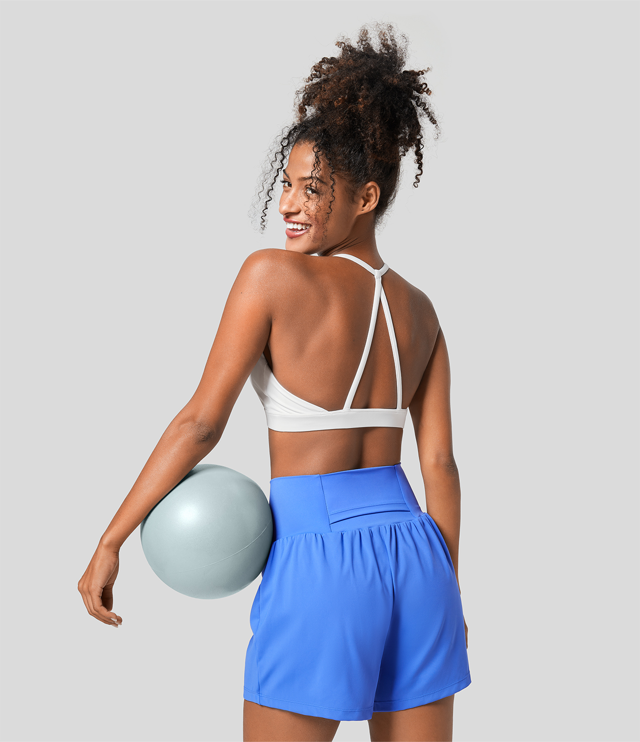 Halara Low Support U Neck Backless Yoga Sports Bra  - White - M push up bra strapless bra backless bra sticky bra wireless bra 