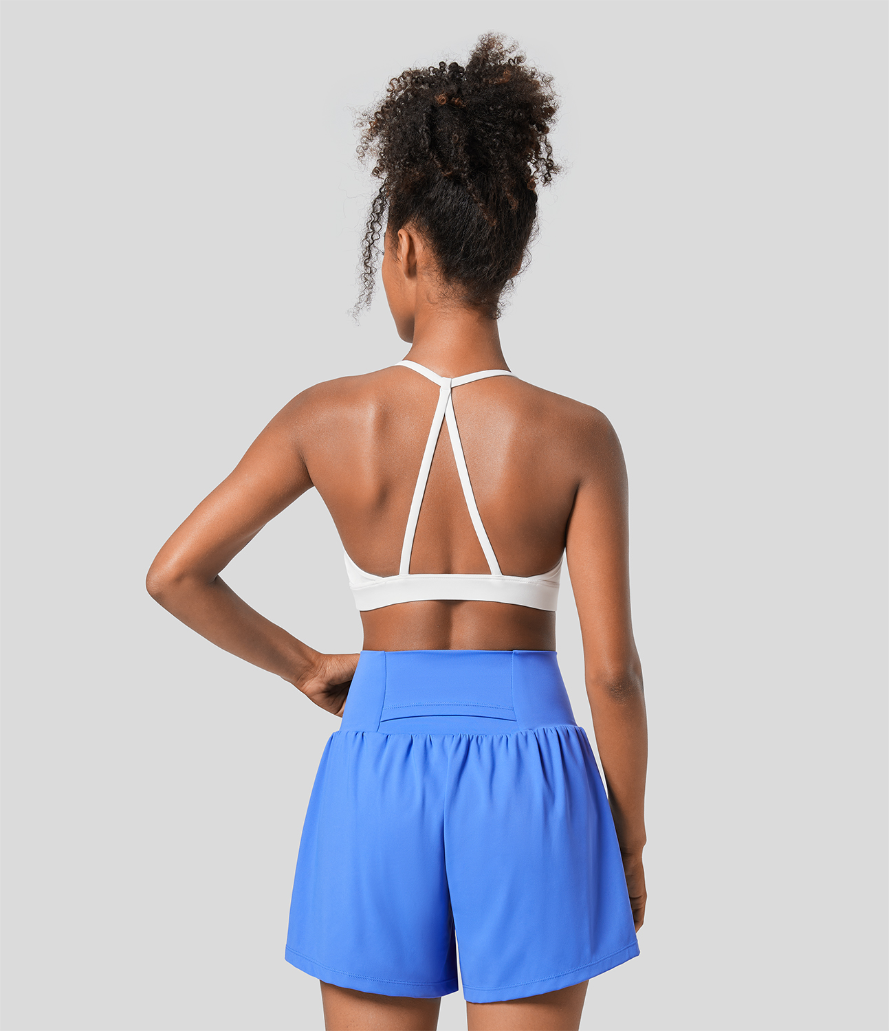 Halara Low Support U Neck Backless Yoga Sports Bra  - White - M push up bra strapless bra backless bra sticky bra wireless bra 