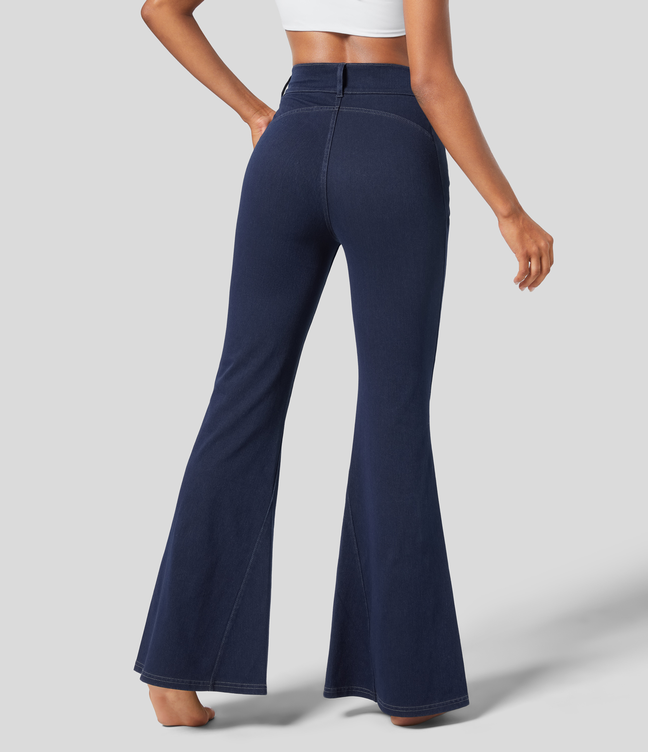 Blue Wind Denim Halara Flex™ Jegging mit hoher Taille, seitlich geteiltem Saum, dehnbarer, lässiger Schlaghose in voller Länge / 2