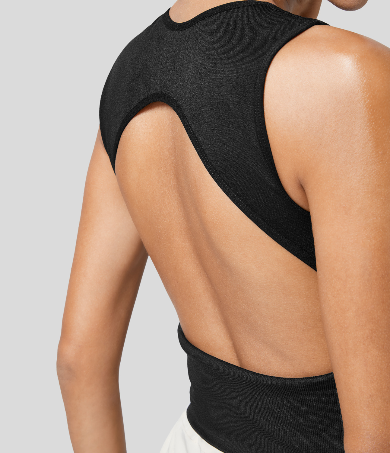 Halara Seamless Flow Round Neck Sleeveless Backless Solid Yoga Tank Top Tank Top - Black - L golf tops halter top tunic tops sleeveless tops 