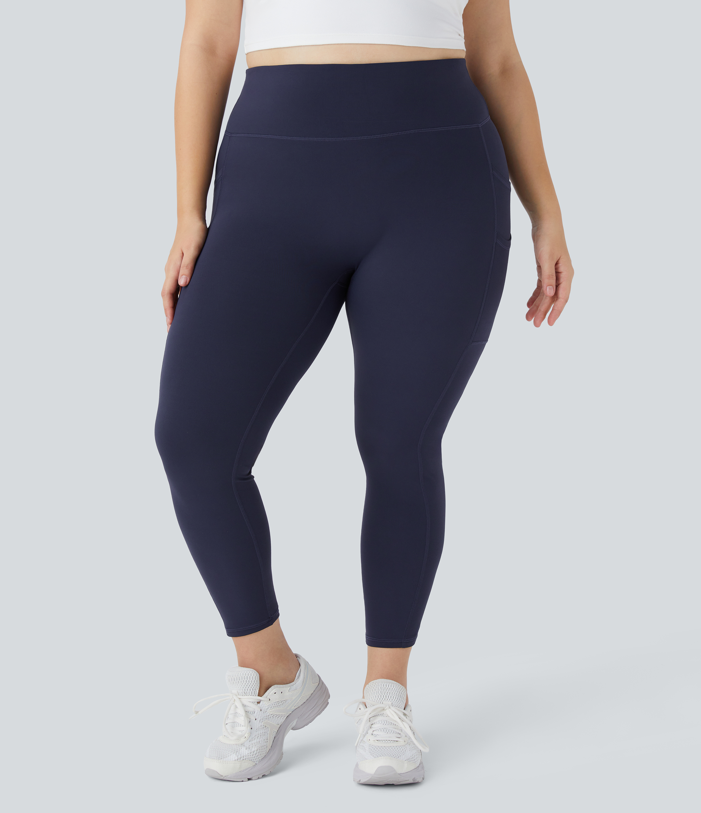 Halara Cloudfulв„ў Fabric High Waisted Double Pockets Plus Size Plain Yoga 7/8 Leggings  - Peacoat - 2X 