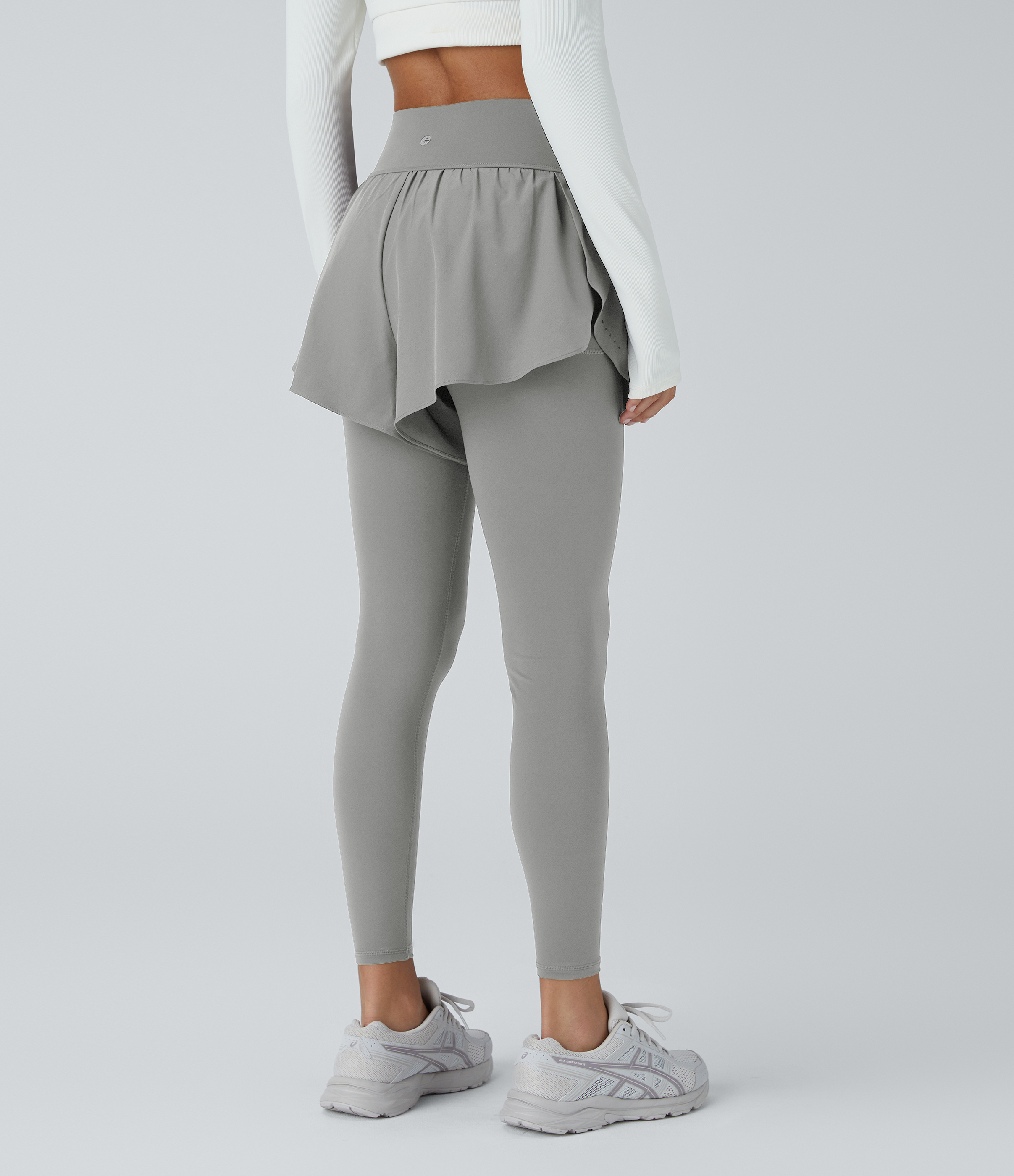 Halara Breezefulв„ў High Waisted Reflective Dots Side Pocket 2-in-1 7/8 Quick Dry Training Leggings  - Greenish Grey - M(7/8) gym leggings 