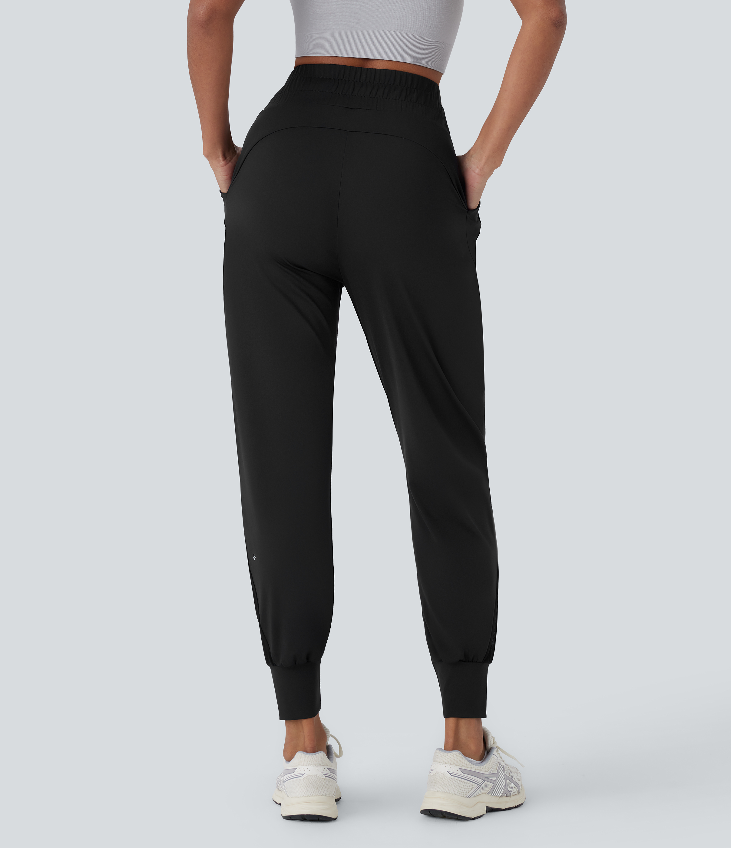 Halara Softlyzeroв„ў QuickDry High Waisted Side Pocket Contrast Mesh Quick Dry Running Joggers  - Black - XL(regular) 
