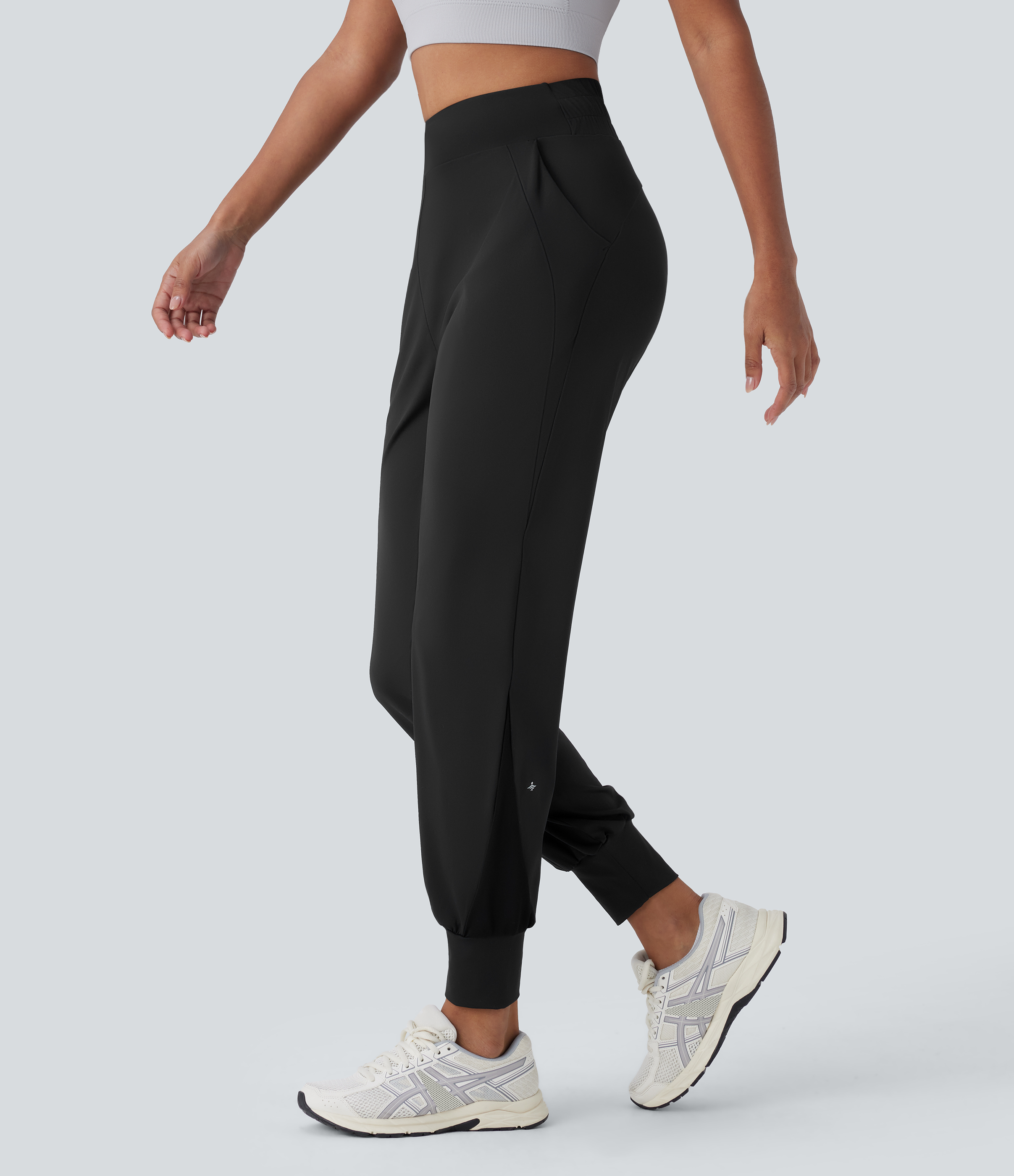Halara Softlyzeroв„ў QuickDry High Waisted Side Pocket Contrast Mesh Quick Dry Running Joggers  - Black - XL(regular) 