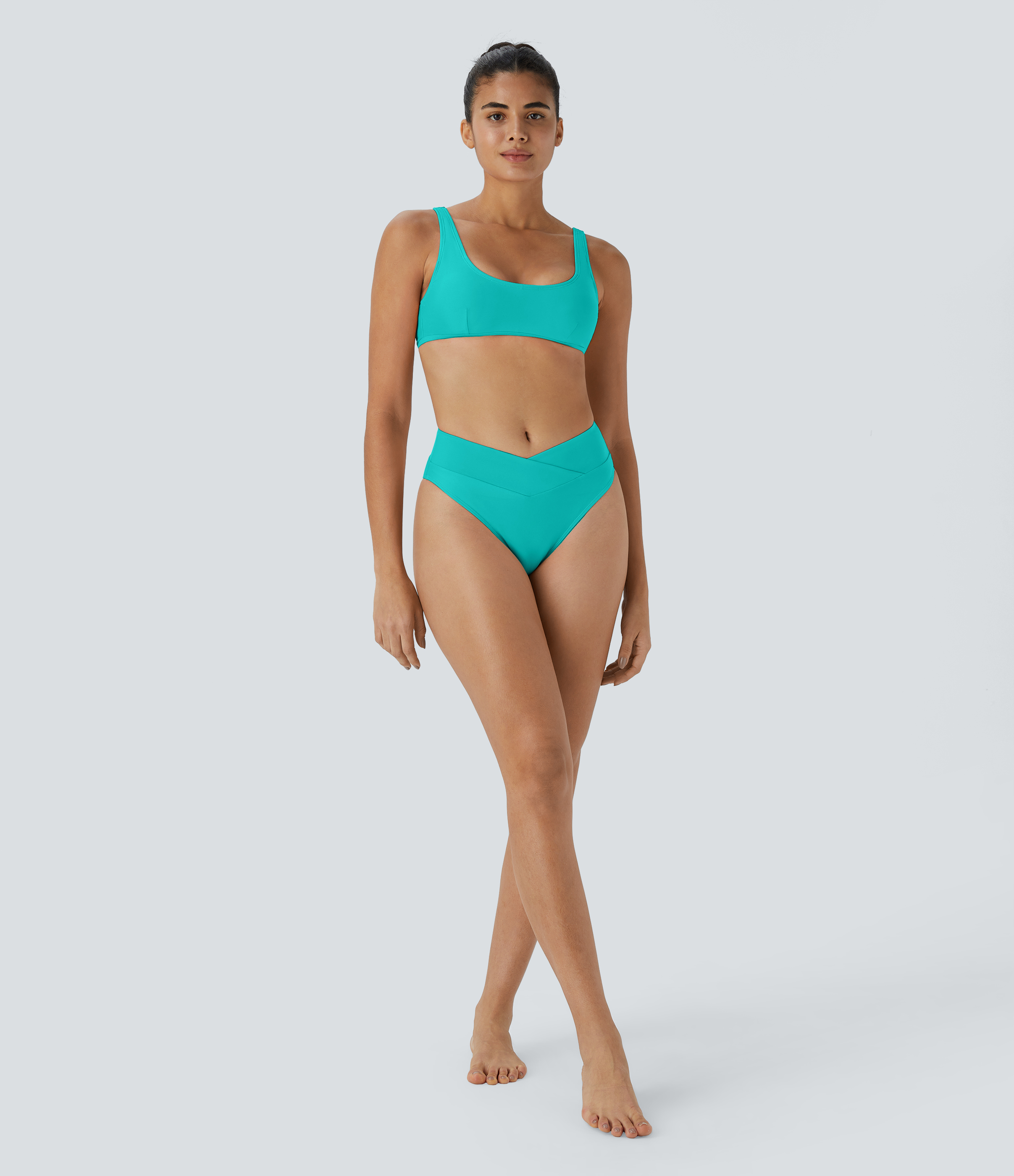 Halara Crossover Bikini Bottom Swimsuit  - Lake Blue - M 