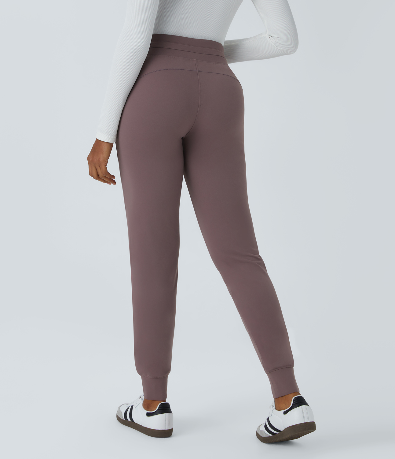 Halara High Waisted Drawstring Side Pocket Casual Joggers  - Peppercorn - XS 