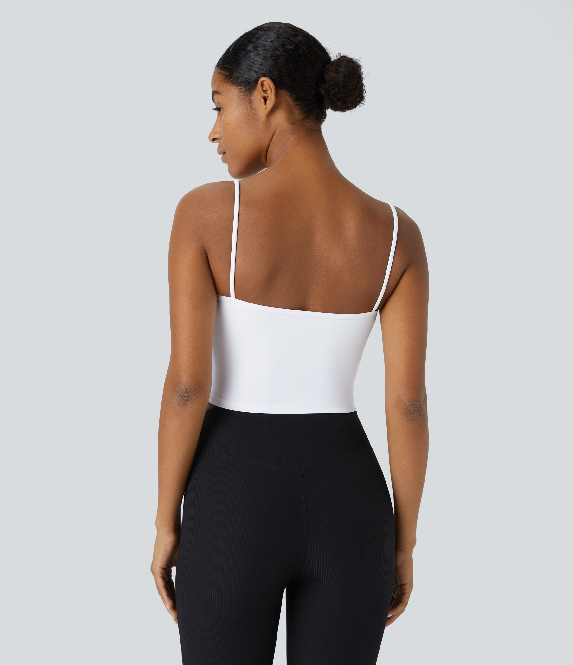 Halara Twisted Split Backless Cropped Yoga Tank Top Tank Top - White - M golf tops halter top tunic tops sleeveless tops backless top 