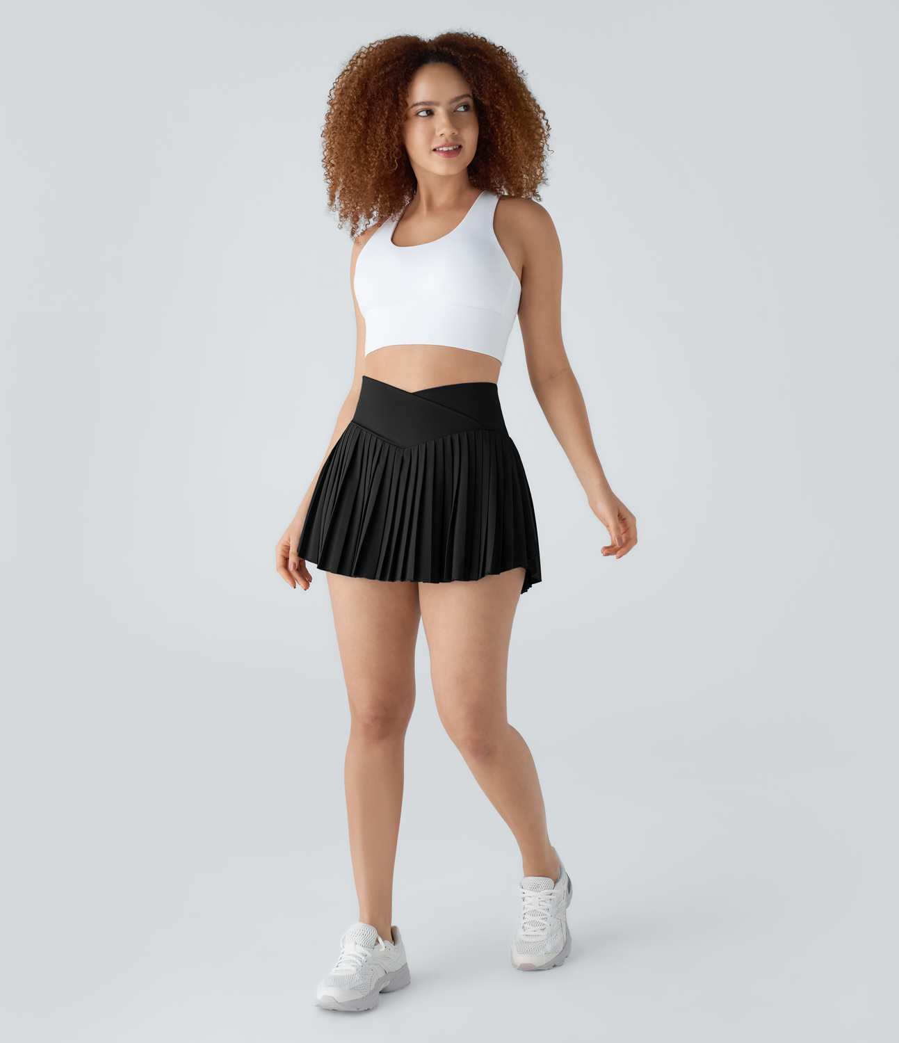 Halara Breezefulв„ў High Waisted Crossover Pleated 2-in-1 Side Pocket Mini Quick Dry Tennis Skirt  - Black - XS(regular) 
