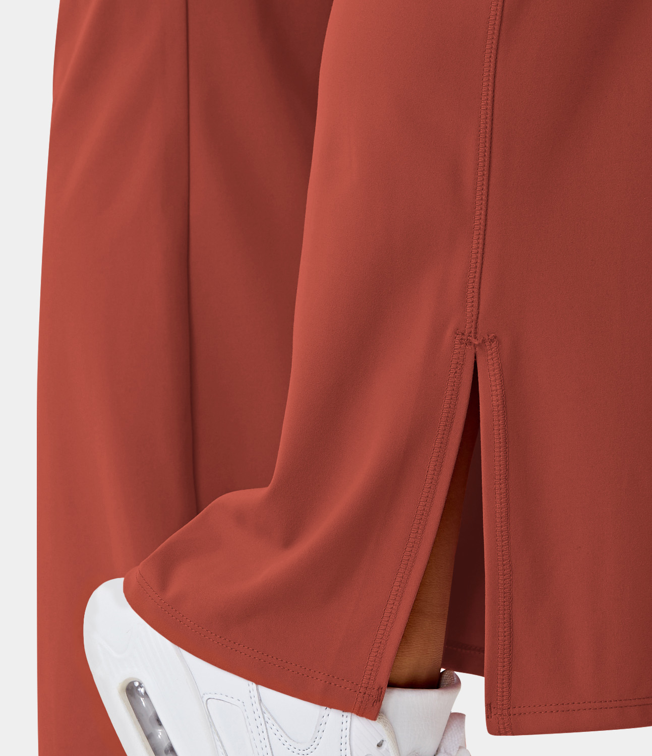 Halara Crossover Pocket Split Hem Full Length Flare Leggings-Smile  - Cinnabar - XL(petite) gym leggings leggings with pockets 