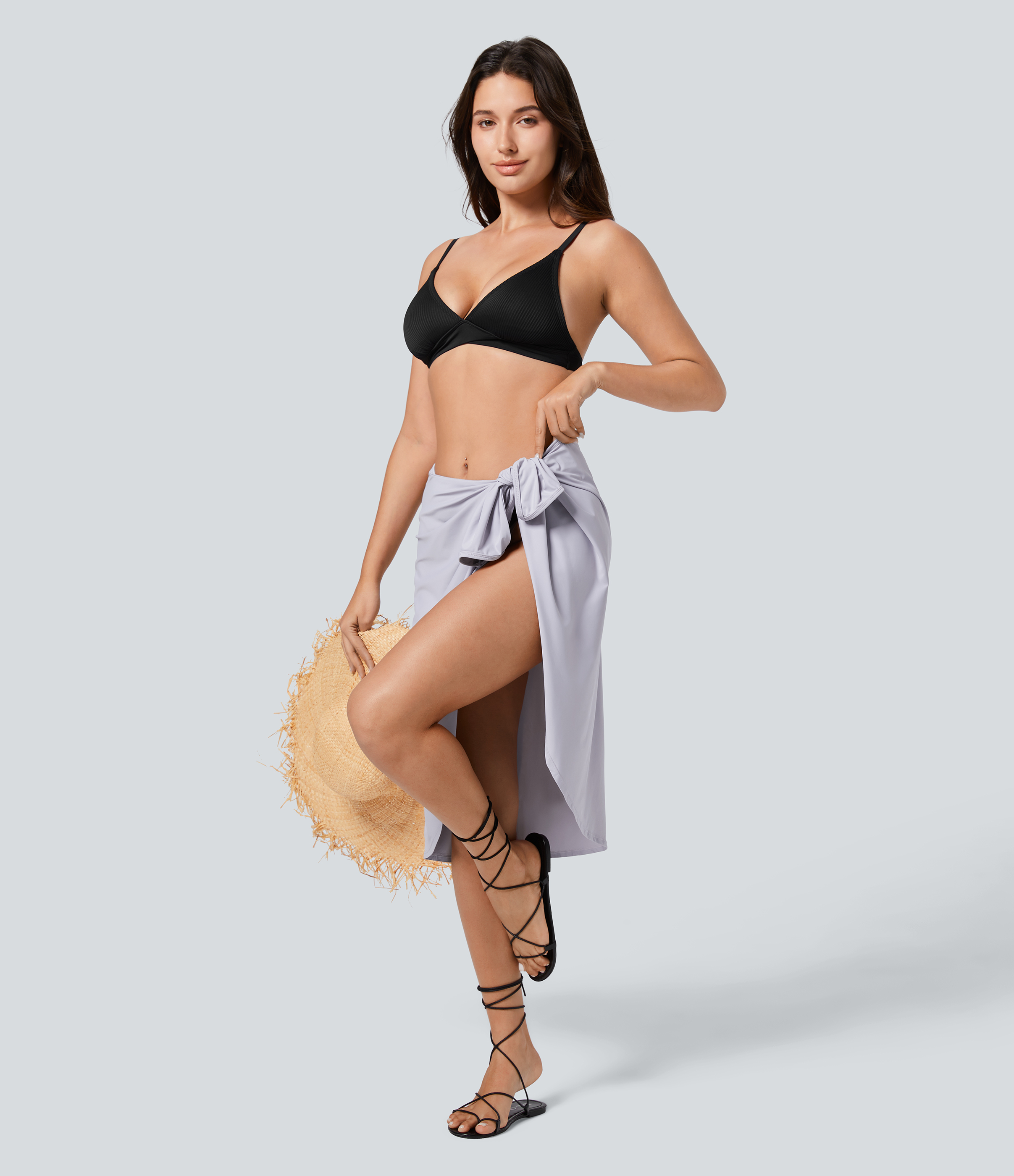 Halara Spaghetti Strap Crossover Backless Cover Up Wrap Cool Touch Resort Dress Casual Dress - Misty Lilac - L slip dress beach dress 