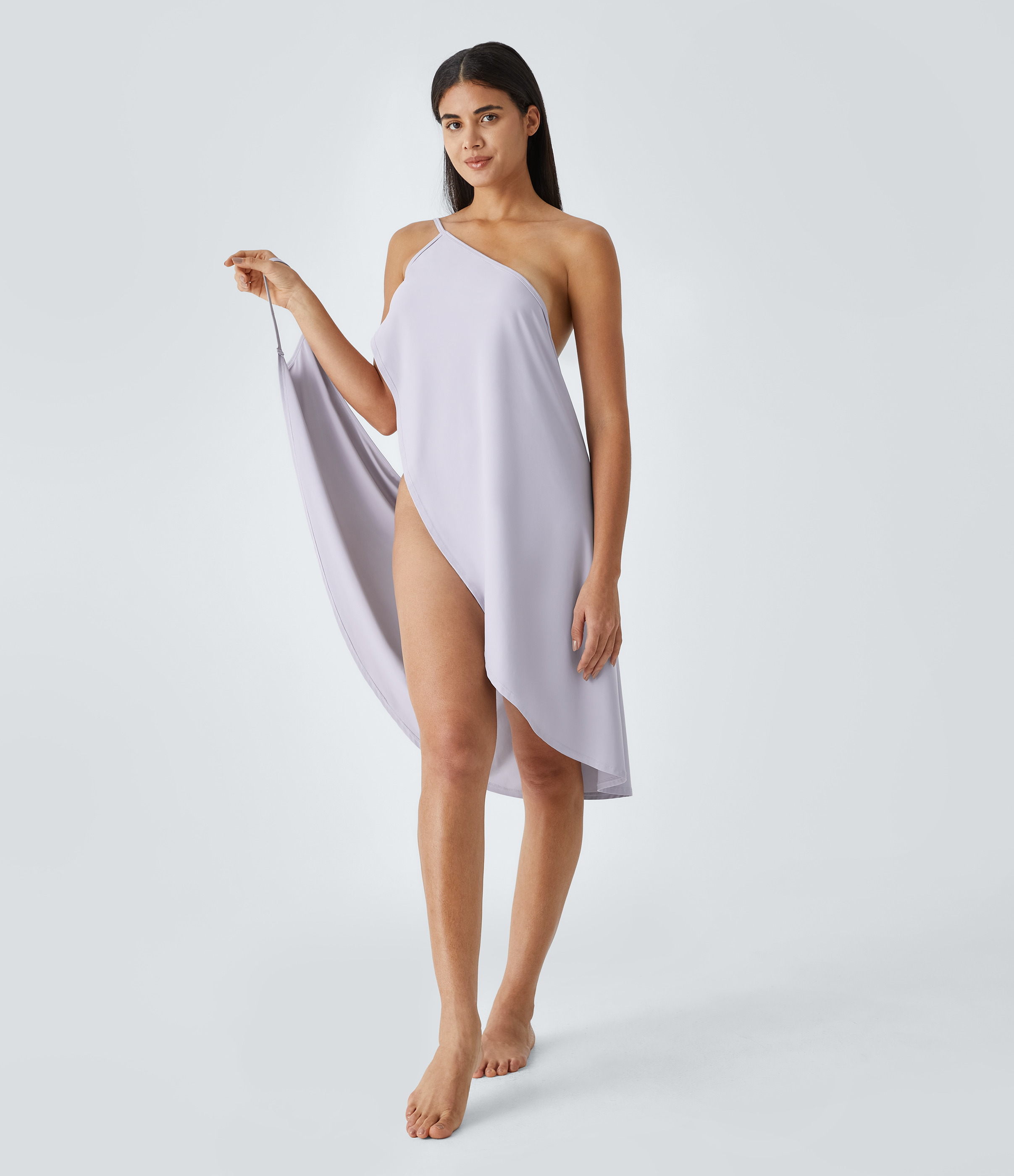 Halara Spaghetti Strap Crossover Backless Cover Up Wrap Cool Touch Resort Dress Casual Dress - Misty Lilac - L slip dress beach dress 