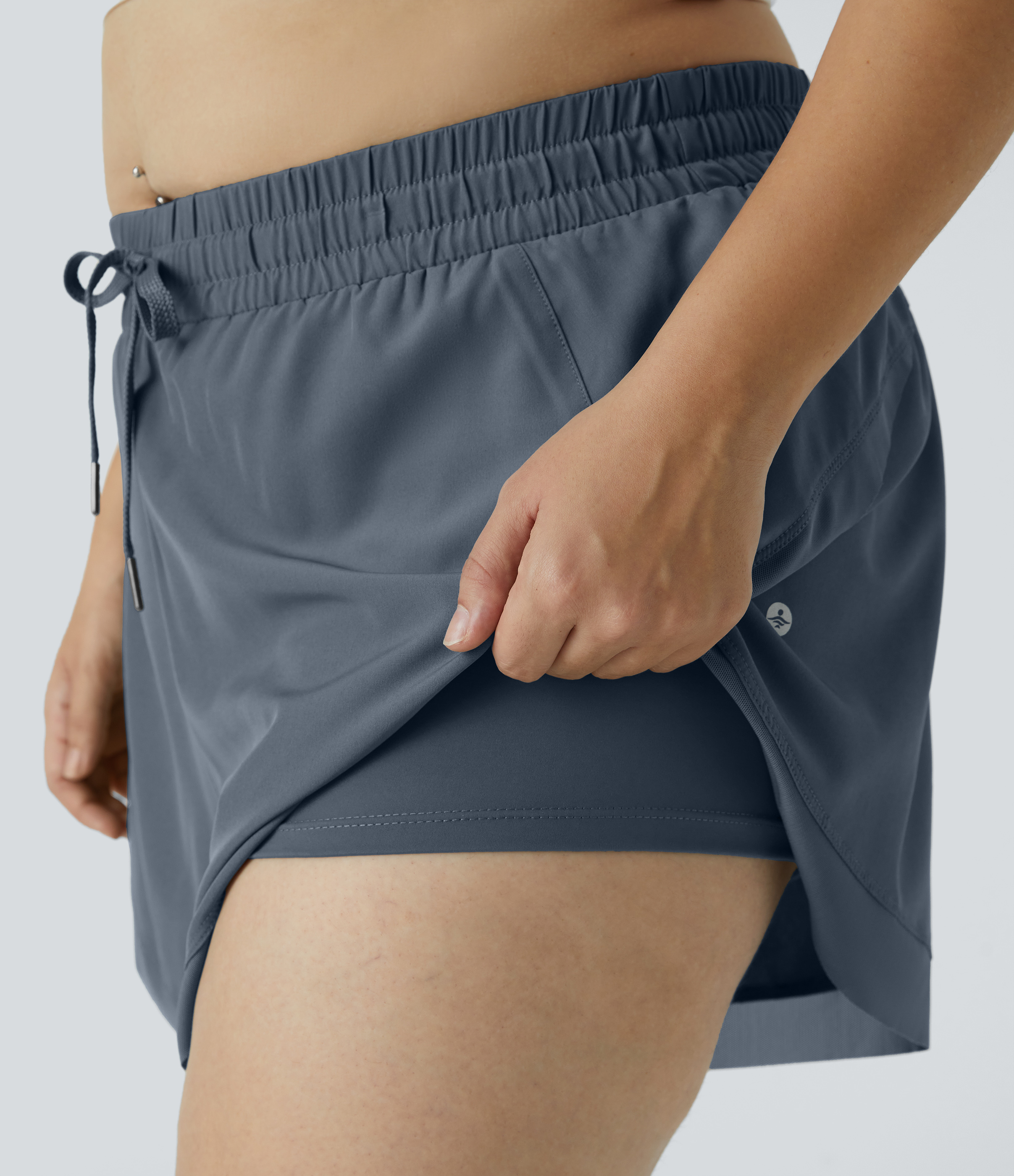 Halara Drawstring Contrast Mesh 2-in-1 Plus Size Shorts 4