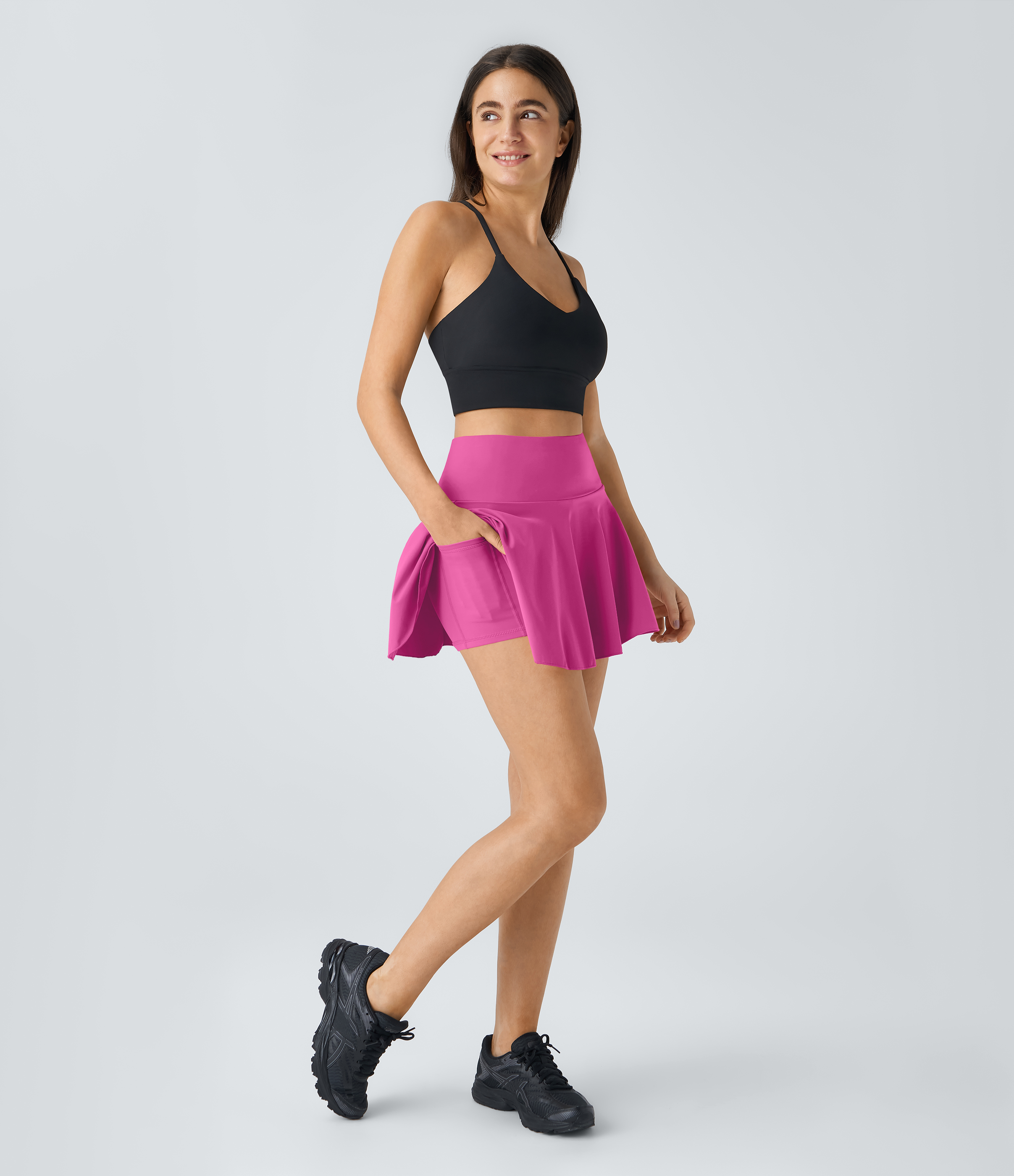 Halara Everyday Cloudfulв„ў Air Fabric 2-in-1 Cool Touch Tennis Skirt-Marvelous  - Fuchsia Fedora - XS midi skirt a line skirt golfing skirt 