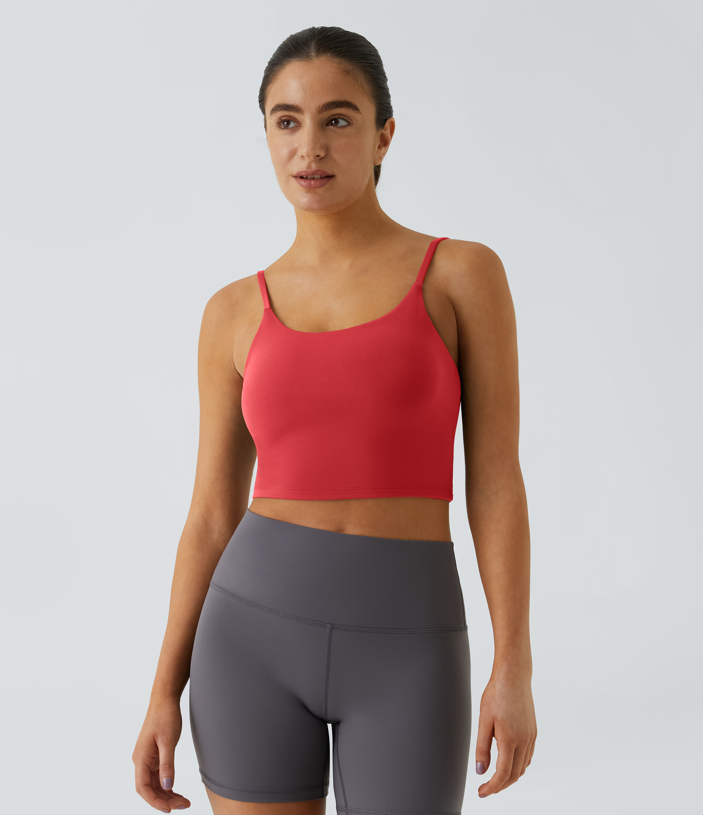 Halara Basic Padded Workout Cropped Tank Top Tank Top - Poinsettia - M golf tops halter top tunic tops sleeveless tops backless top 