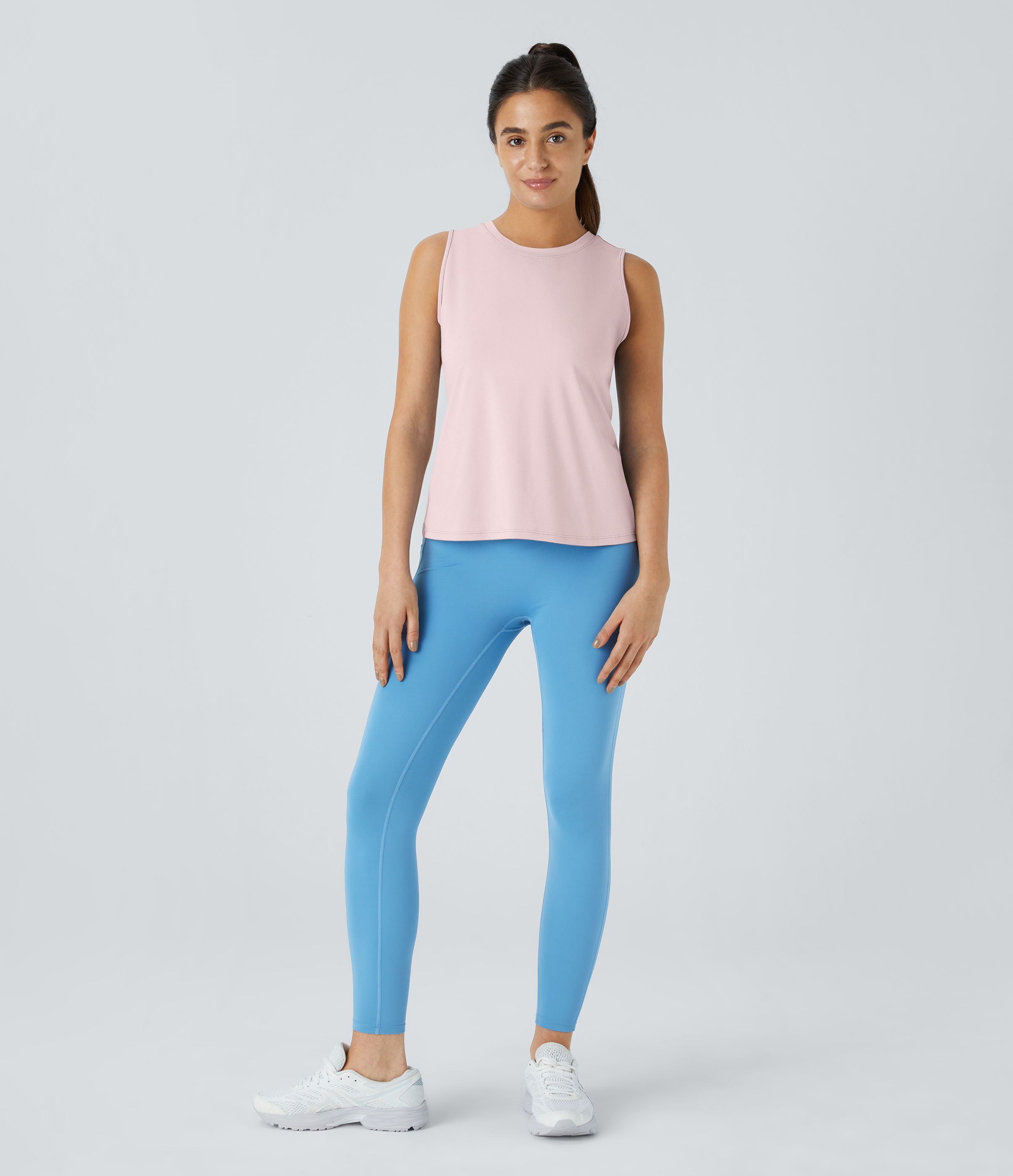 Halara Cut Out Crossover Hem Solid Yoga Tank Top Tank Top - Pale Lilac - XS golf tops halter top tunic tops sleeveless tops backless top 