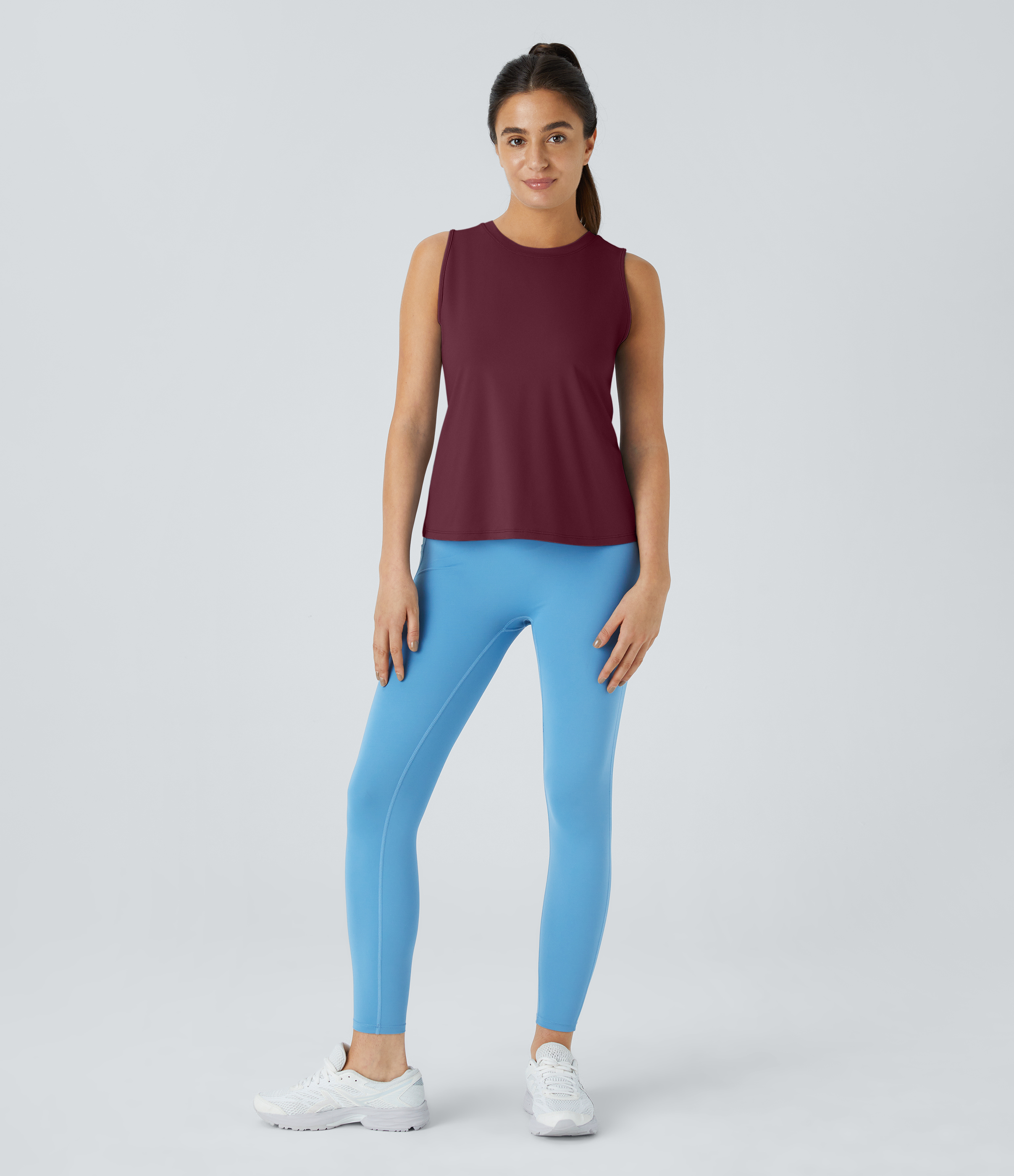 Halara In My Feels Cut Out Crossover Hem Yoga Tank Top Tank Top - Maroon Banner - M golf tops halter top tunic tops sleeveless tops 