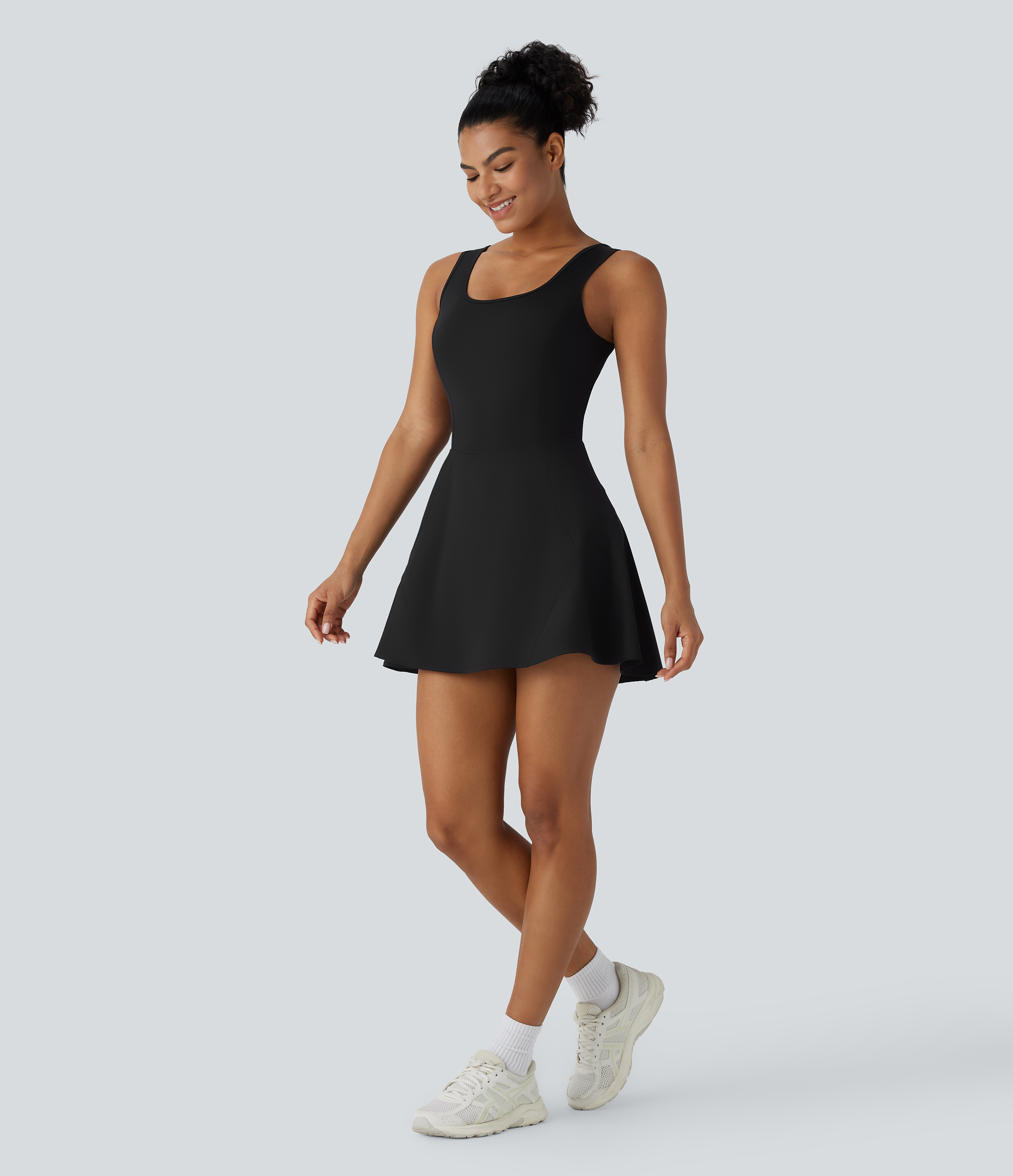 Halara Softlyzeroв„ў Airy Backless Crisscross U Neck 2-in-1 Side Pocket Mini Cool Touch Dance Active Dress Workout Dress - Black - XS 