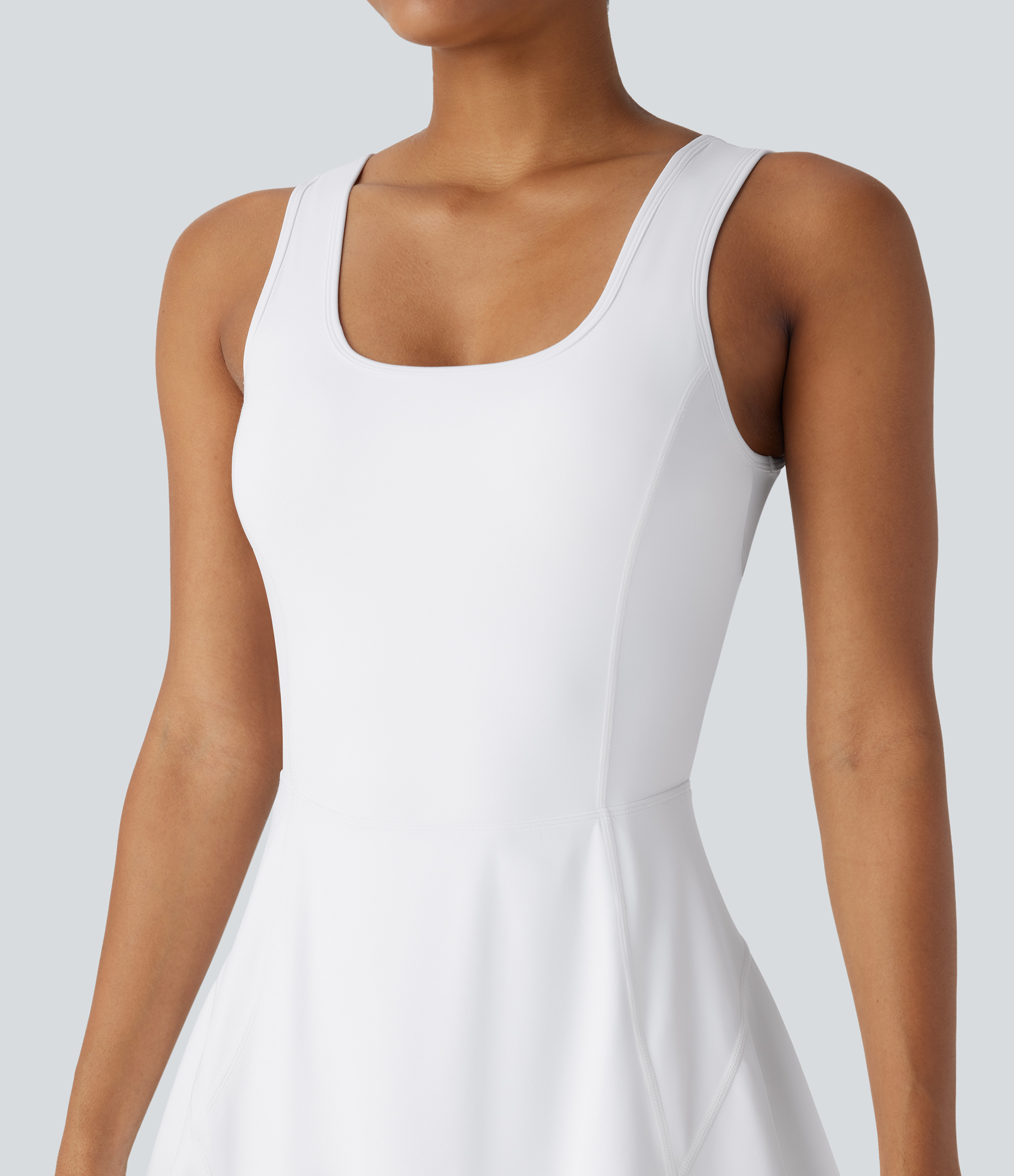 Halara Softlyzeroв„ў Airy Backless Crisscross U Neck 2-in-1 Side Pocket Mini Cool Touch Dance Active Dress Workout Dress - White - M 